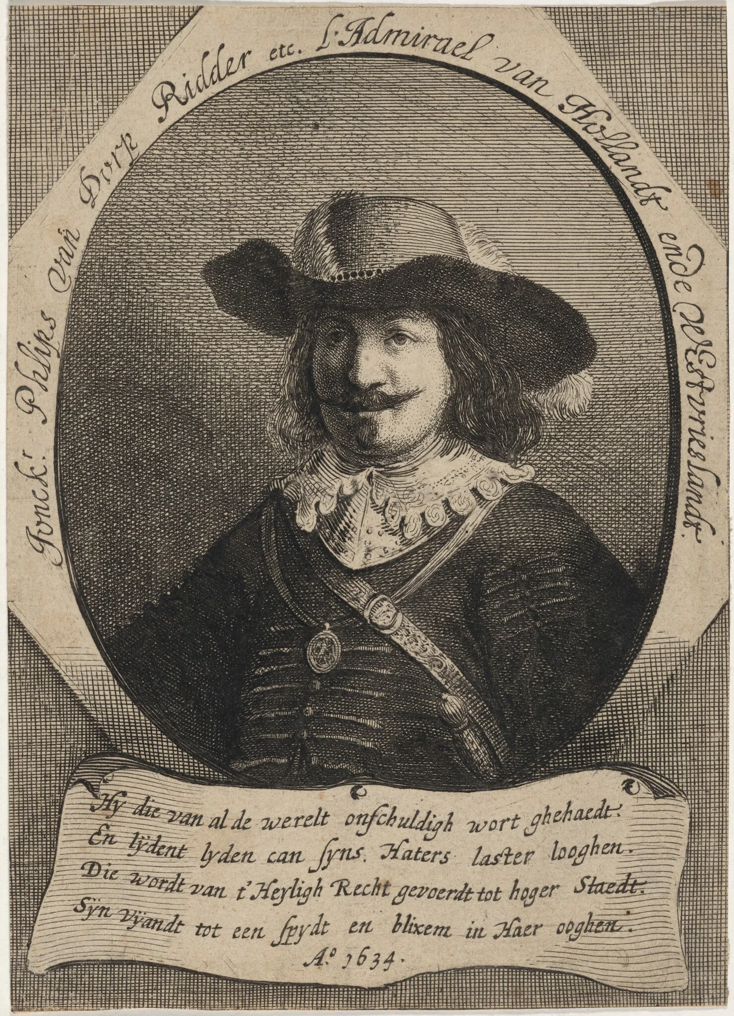 Philps van dorp Ridder, Dutch Admiral, by Unknown 19th Century, ink, 1634