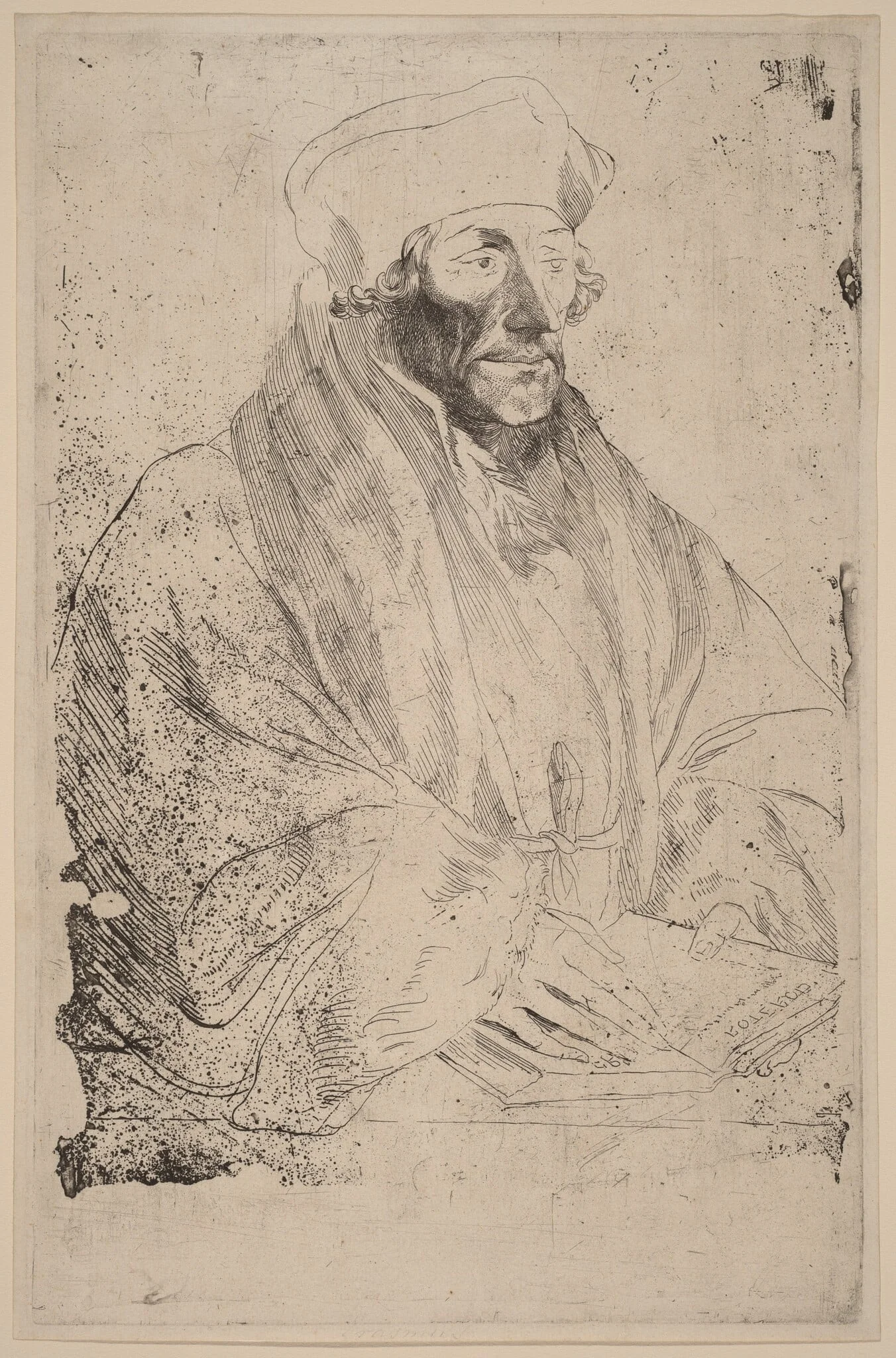 Erasmus of Rotterdam, by Anthony van Dyck, ink, 1634