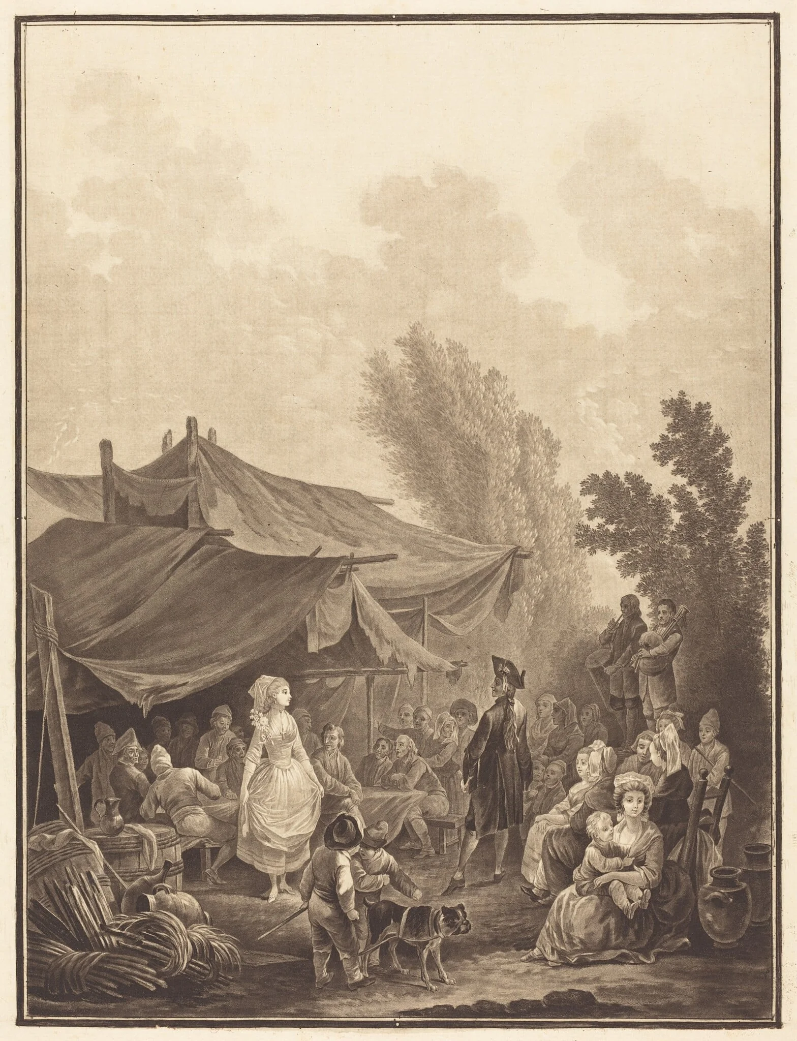Noce de Village (Village Wedding), by Charles-Melchior Descourtis, ink, 1785