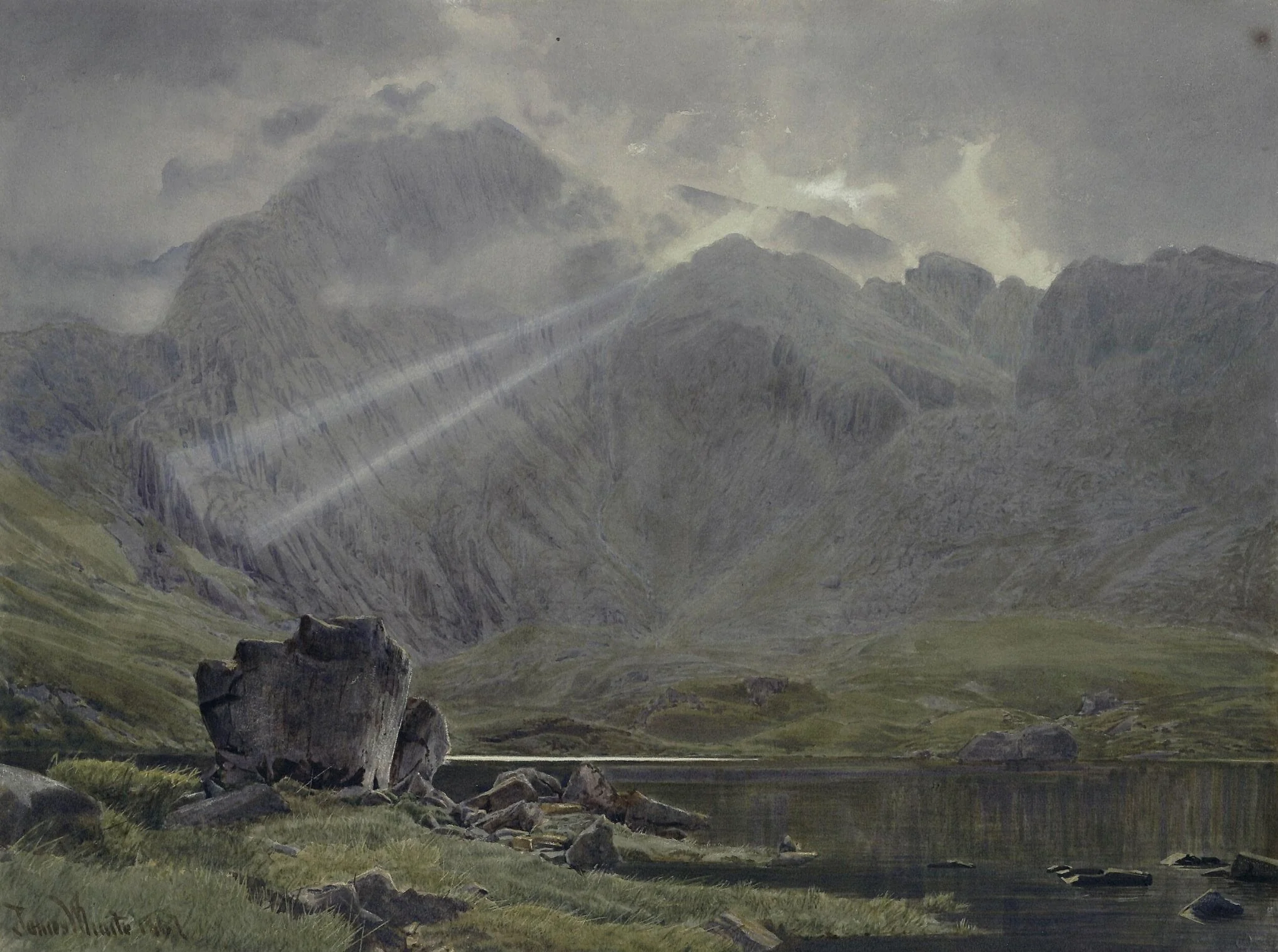 Llyn Idwa, by James Whaite, watercolor, 1867
