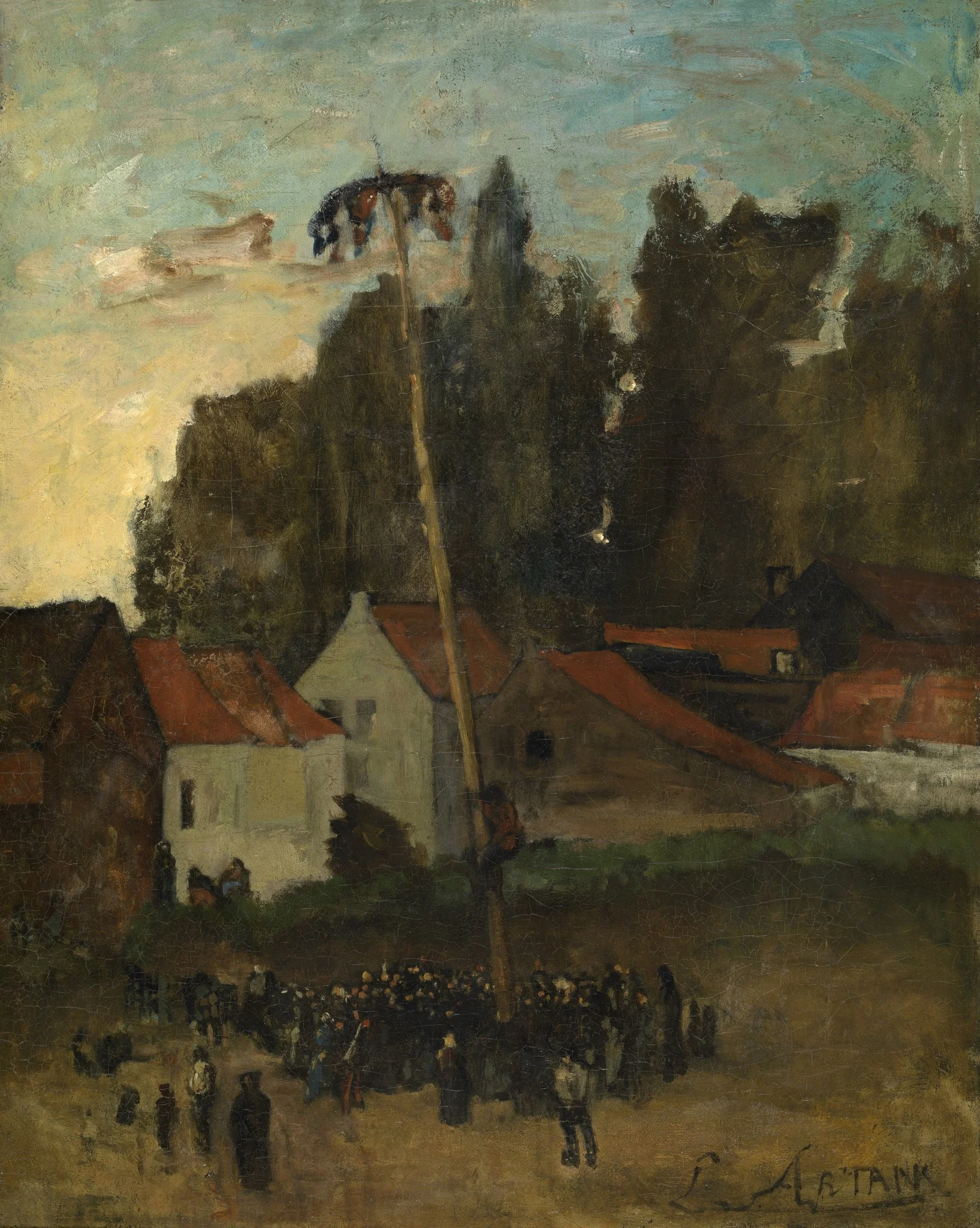 Climbing the Pole, by Louis Artan, oil, 1873