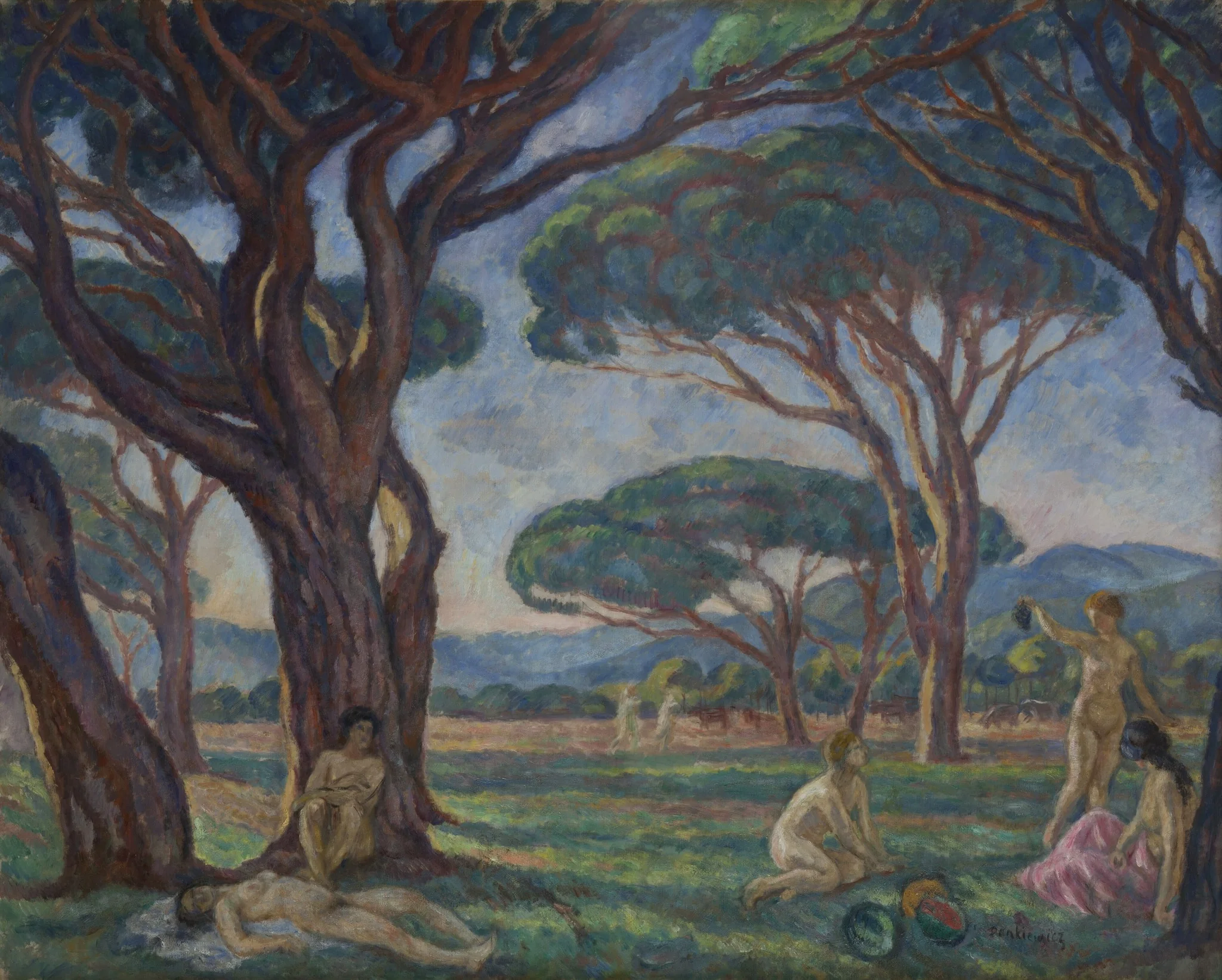 Landscape from Provence with Idyllic Scenes, by Józef Pankiewicz, oil, 1912