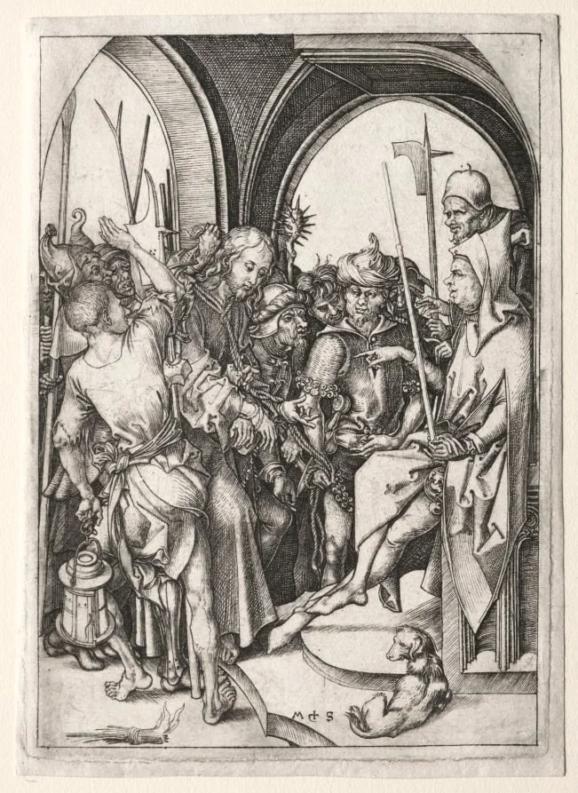 The Passion: Christ Before Annas, by Martin Schongauer, 1480
