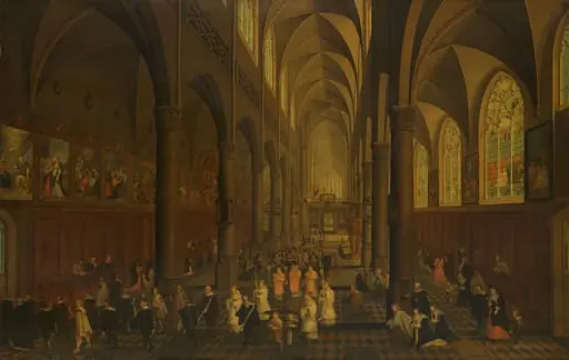 The Interior of the Dominican Church, Antwerp, Looking East, with the Procession of the Holy Sacrament