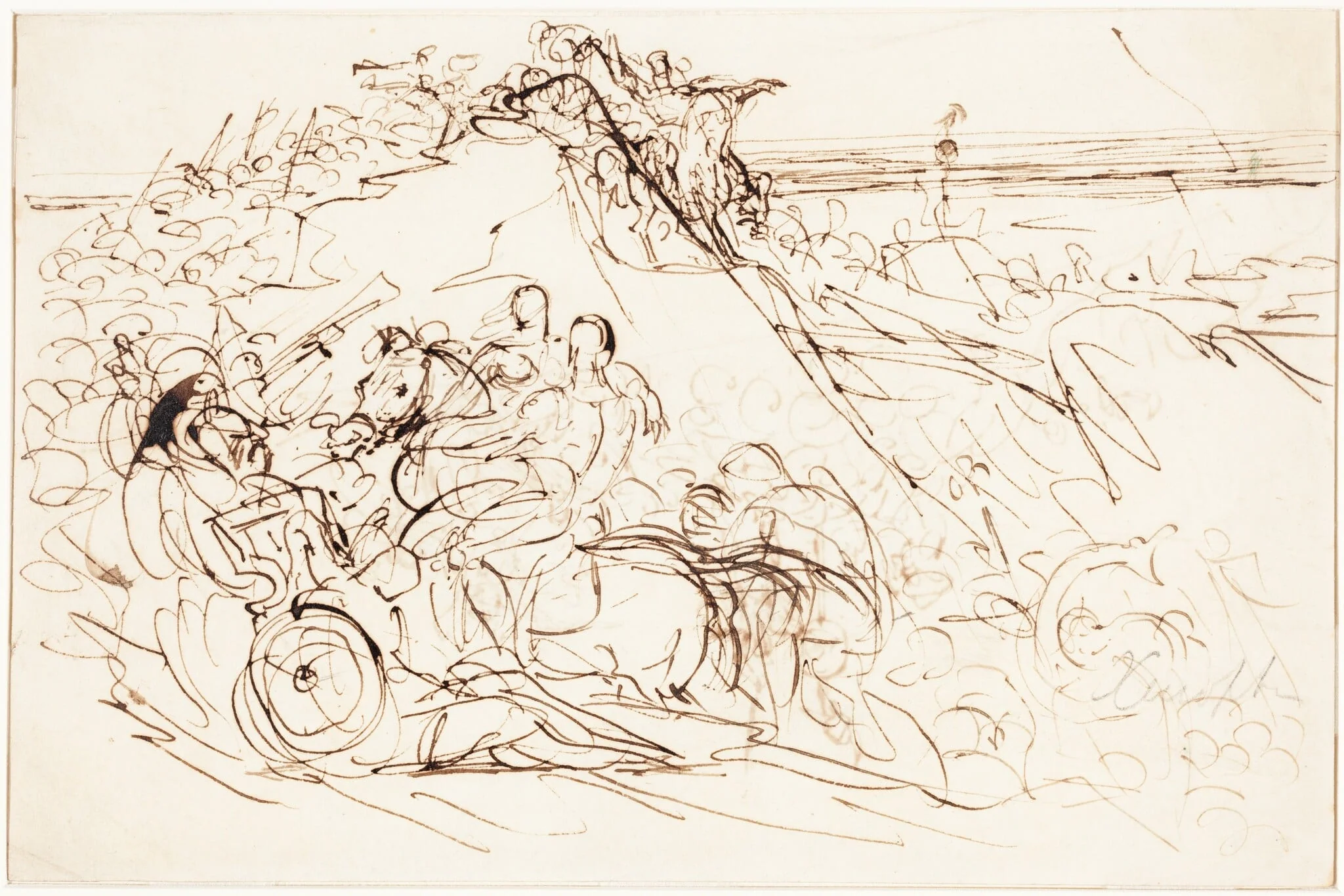 Xenophon and the Greeks Sighting the Sea [recto], by Benjamin Haydon, ink, 1816