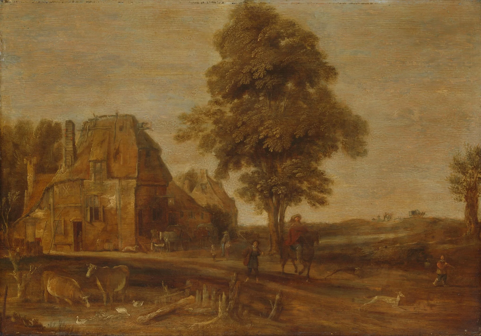 Landscape with an Inn, by Unknown, unspecified, 1639