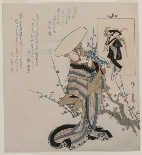 Woman by a Plum Tree Matched with the Wisteria Maiden (from a series of women compared to figures from Otsu paintings)