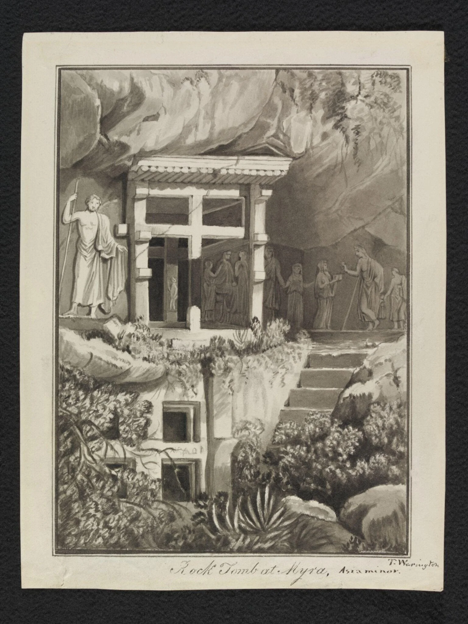 Rock Tombs at Myra, Asia minor, by T. Warrington, watercolor, 1845