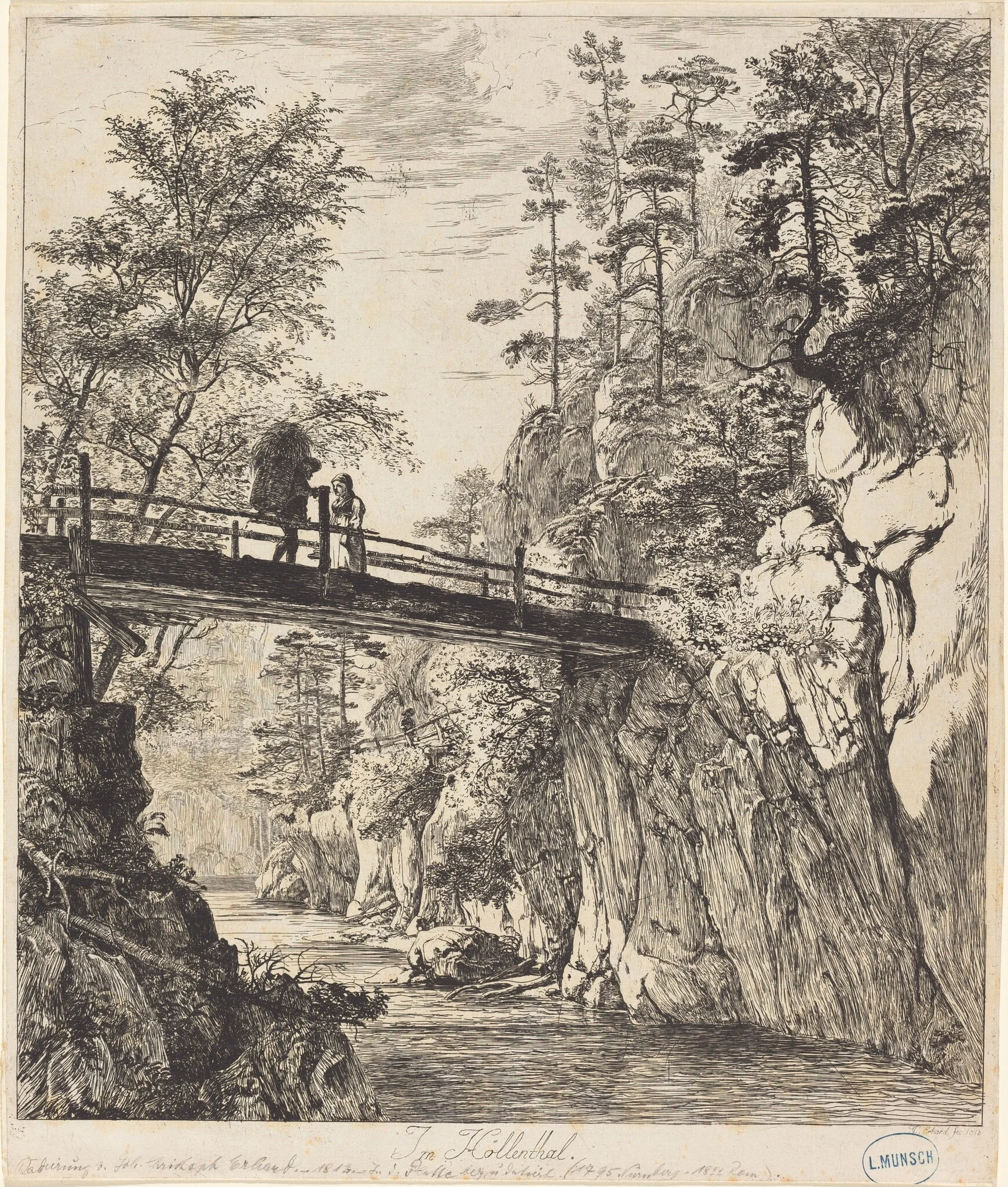 Im Höllenthal (In the Höllen Valley), by Johann Christoph Erhard, ink, 1818