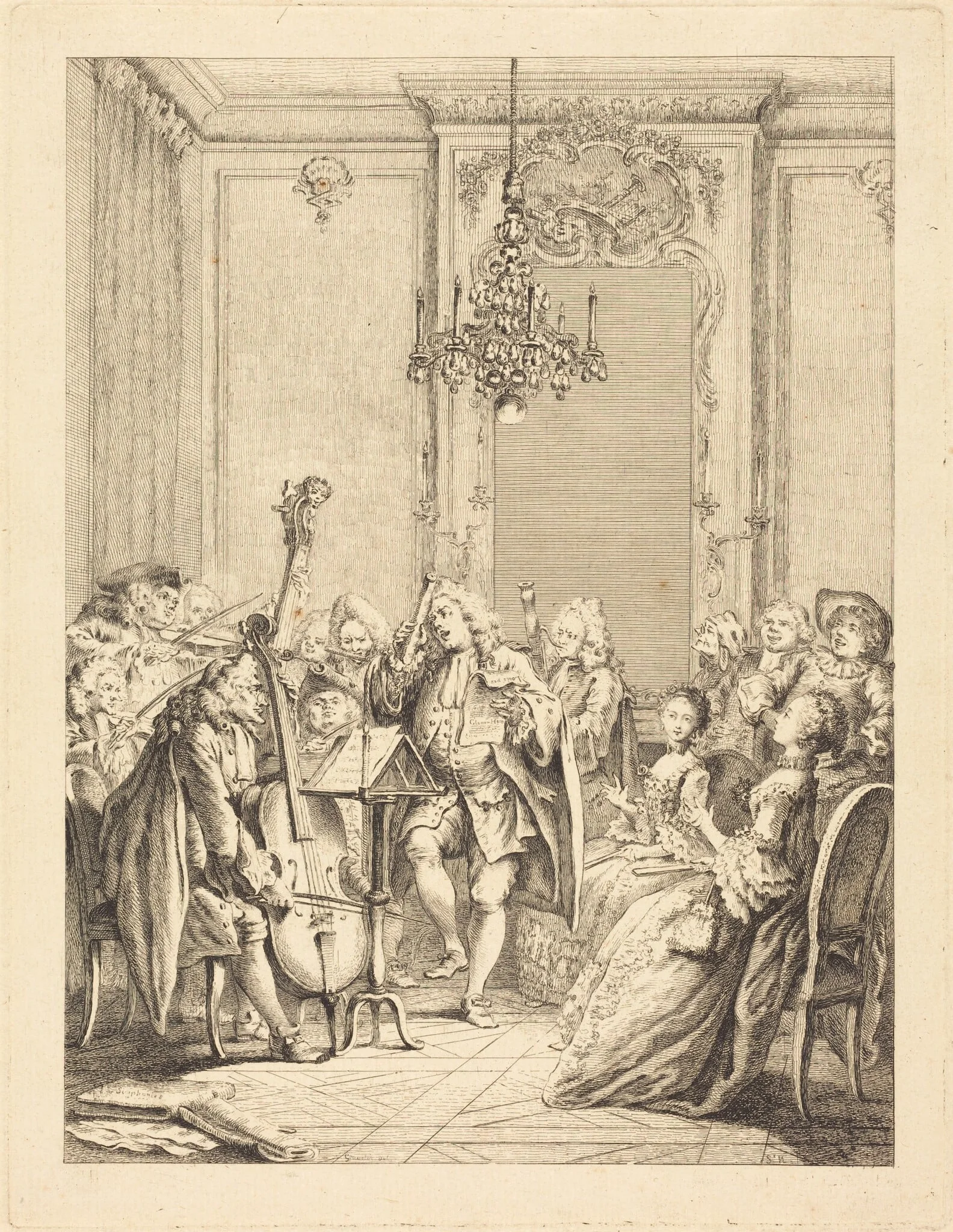 Le concert, by Jean-Claude-Richard, Abbé de Saint-Non, ink, 1759
