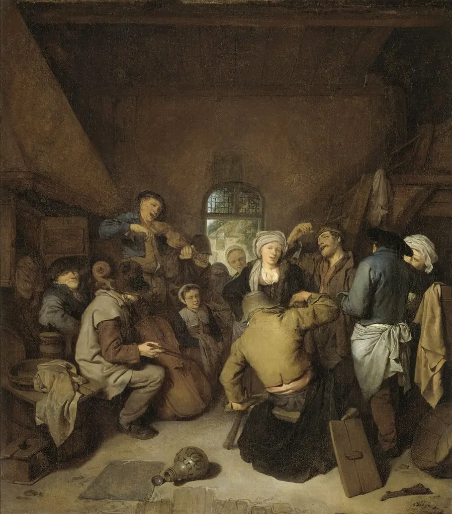 Peasants making music and dancing