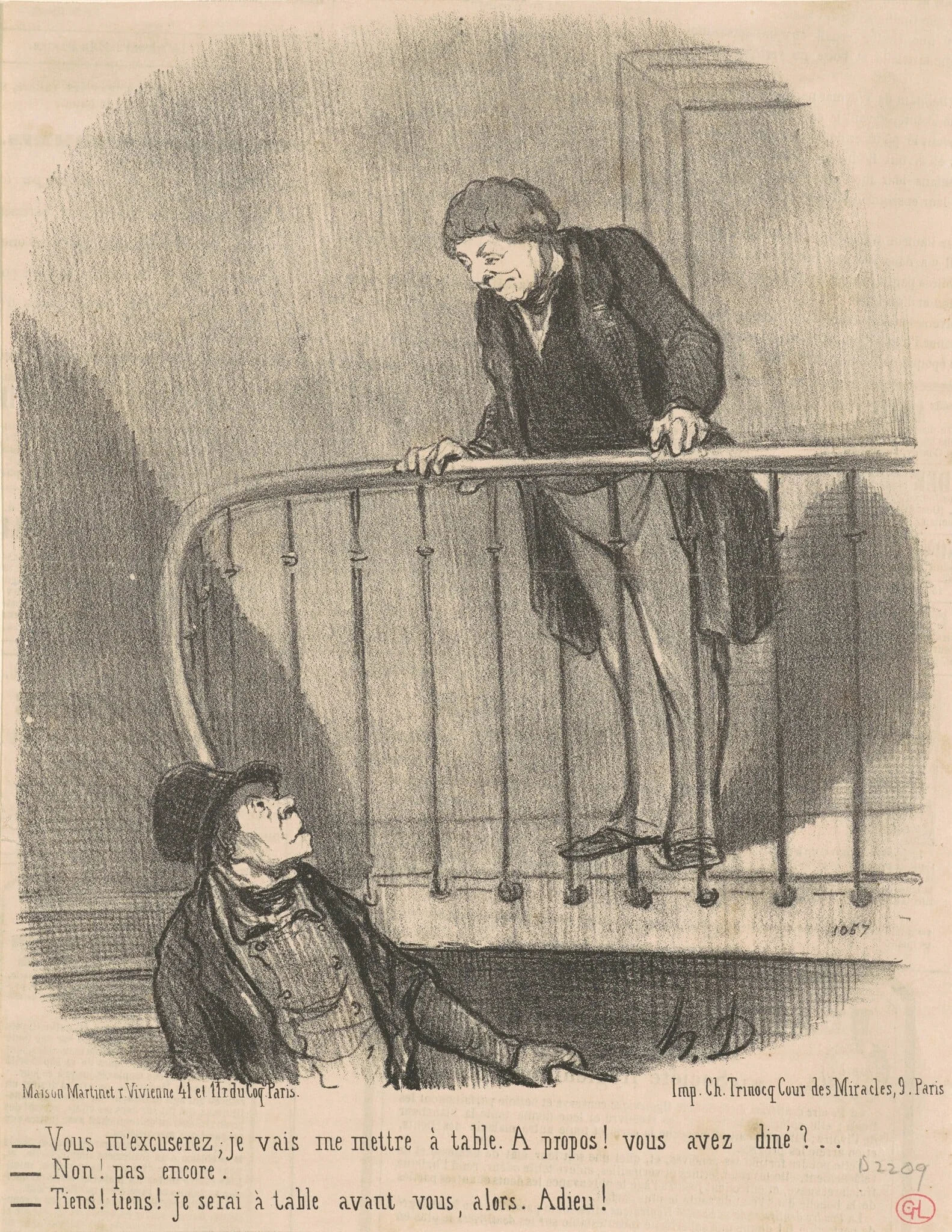 Vous m'excuserez: je vais me mettre a table ..., by Honoré Daumier, ink, 1852