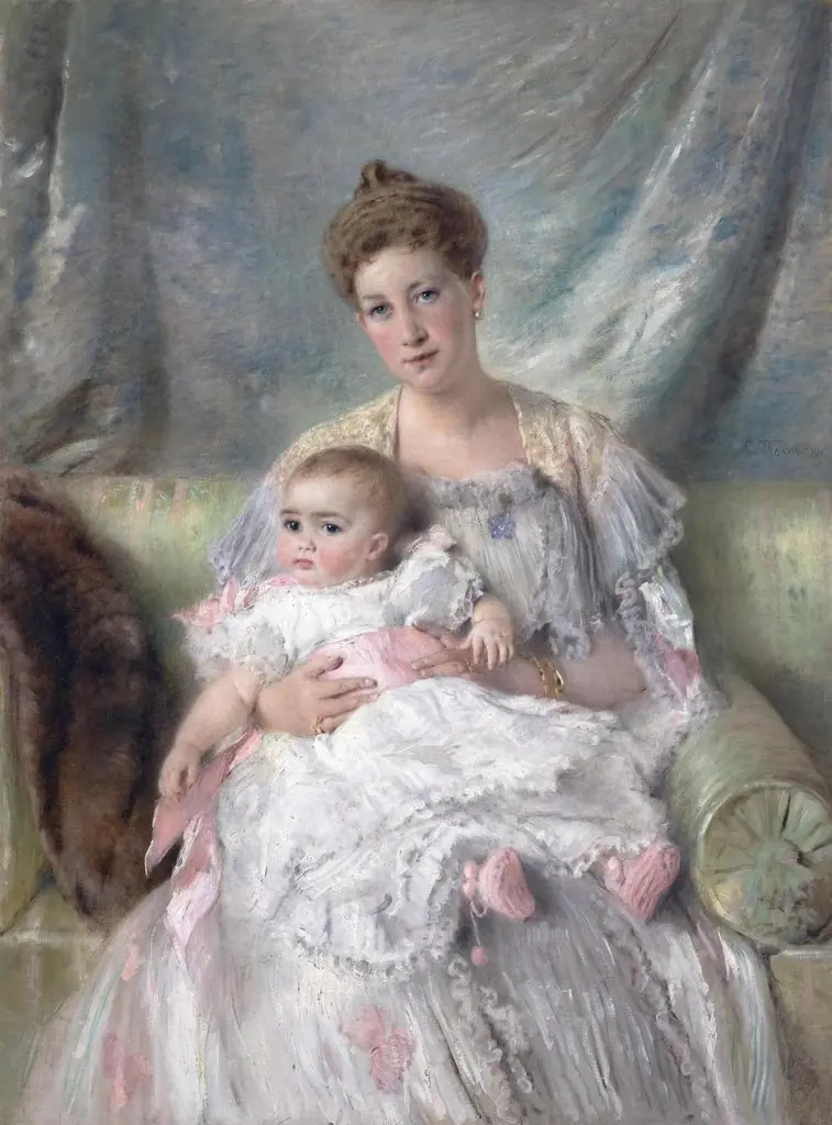 Portrait of Grand Duchess Maria Georgievna with Her Daughter Nina