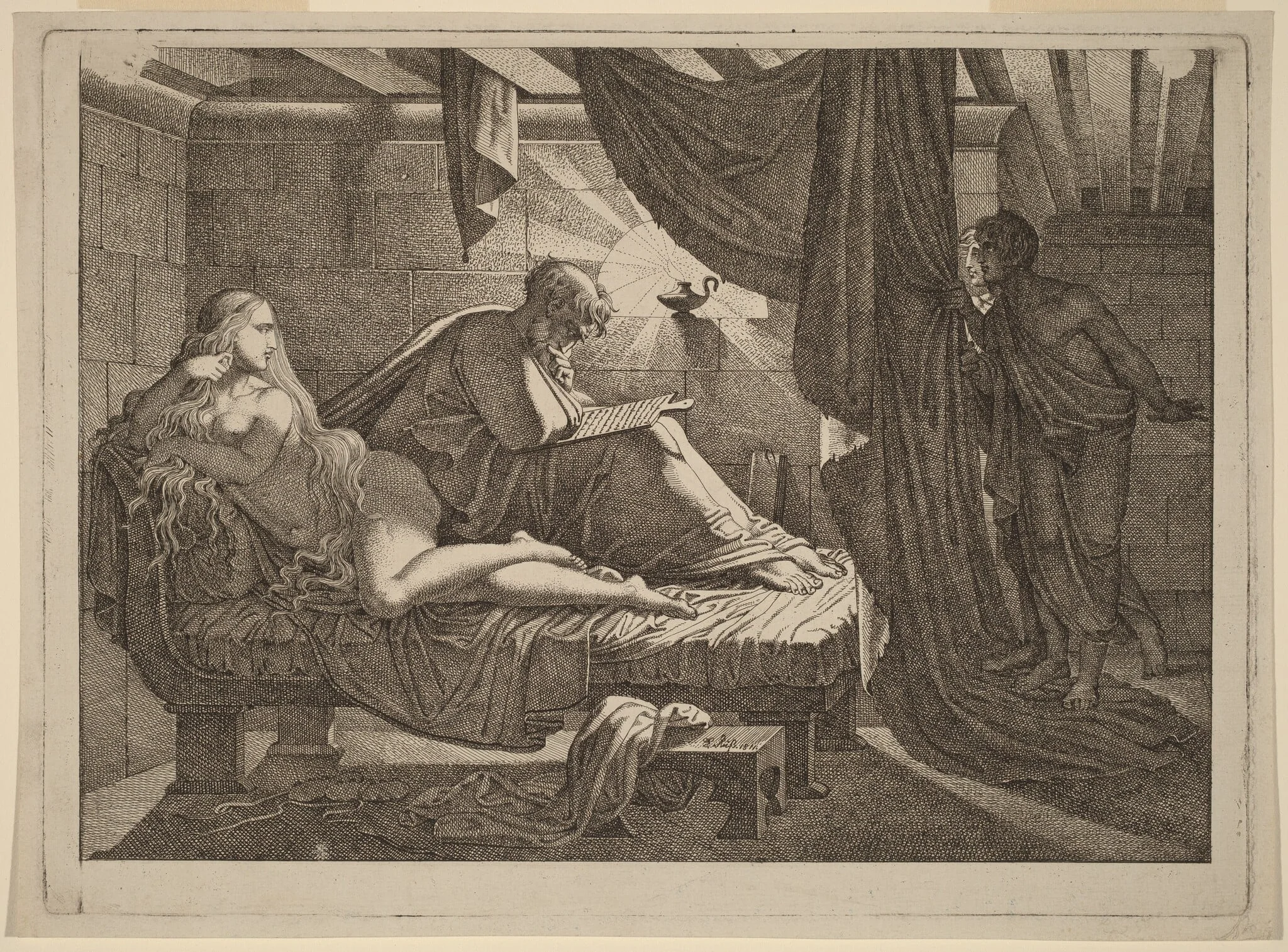 Xenocrates and Phryne, by Carl Russ, ink, 1811