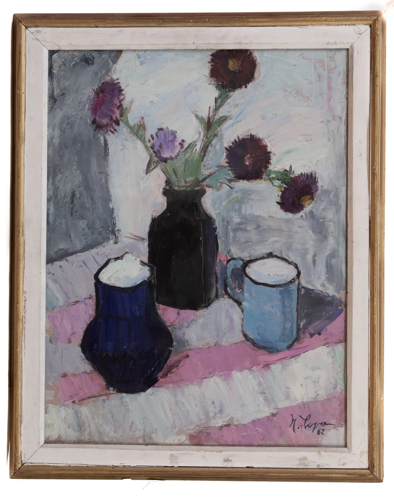 Natură moartă cu flori violete, by Popa Nicolae, 1931