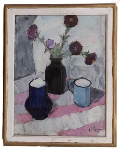 Natură moartă cu flori violete