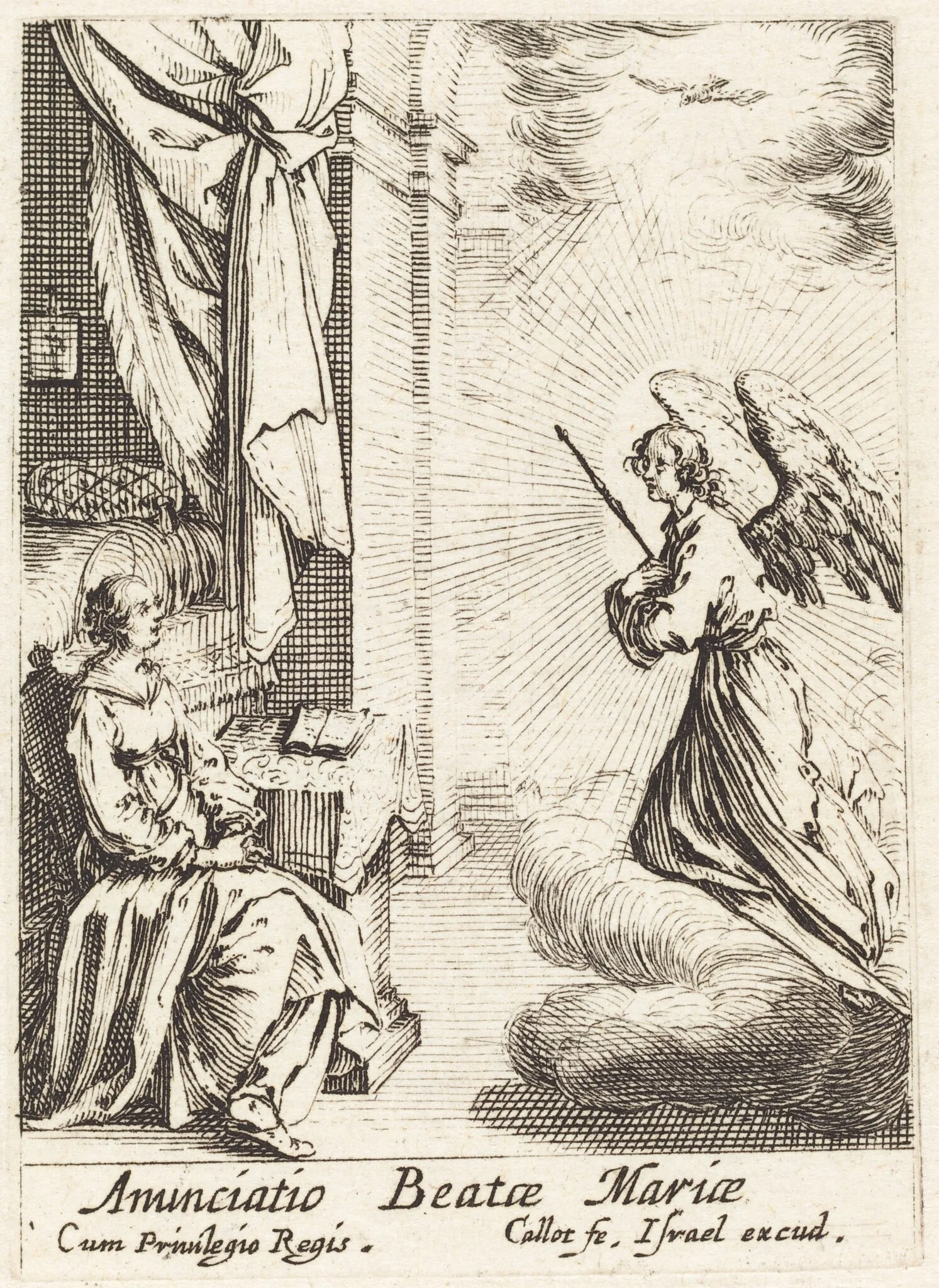 The Annunciation, by Jacques Callot, ink, 1634