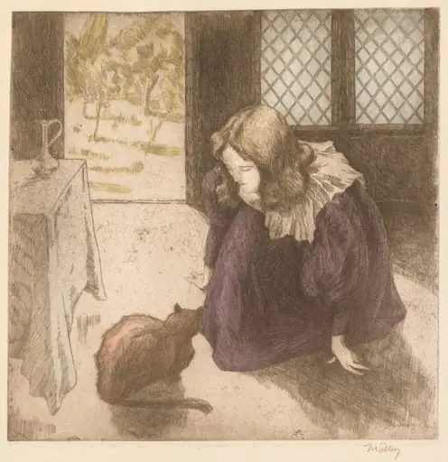 Interior, Little Girl with Cat (La Petite fille au chat)