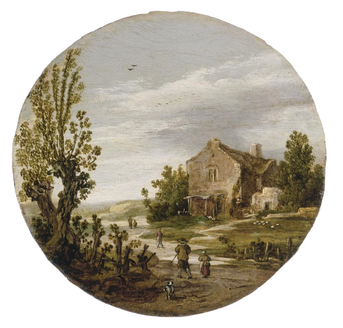 Landschaft mit Gehöft und Landweg, by Esaias van de Velde, oil, 1625