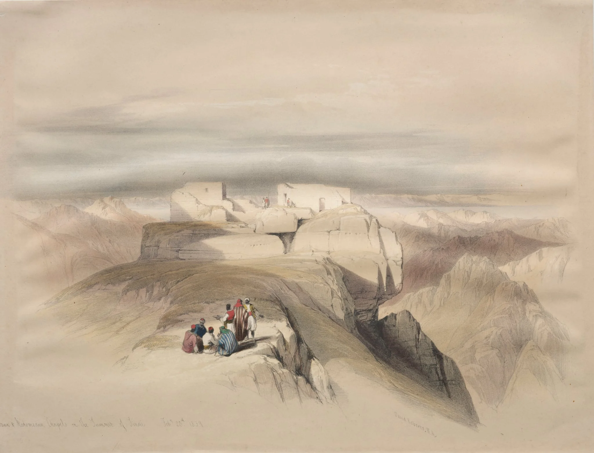 Christian and Mahomedan Chapels on the Summit of Sinai, by David Roberts, 1839