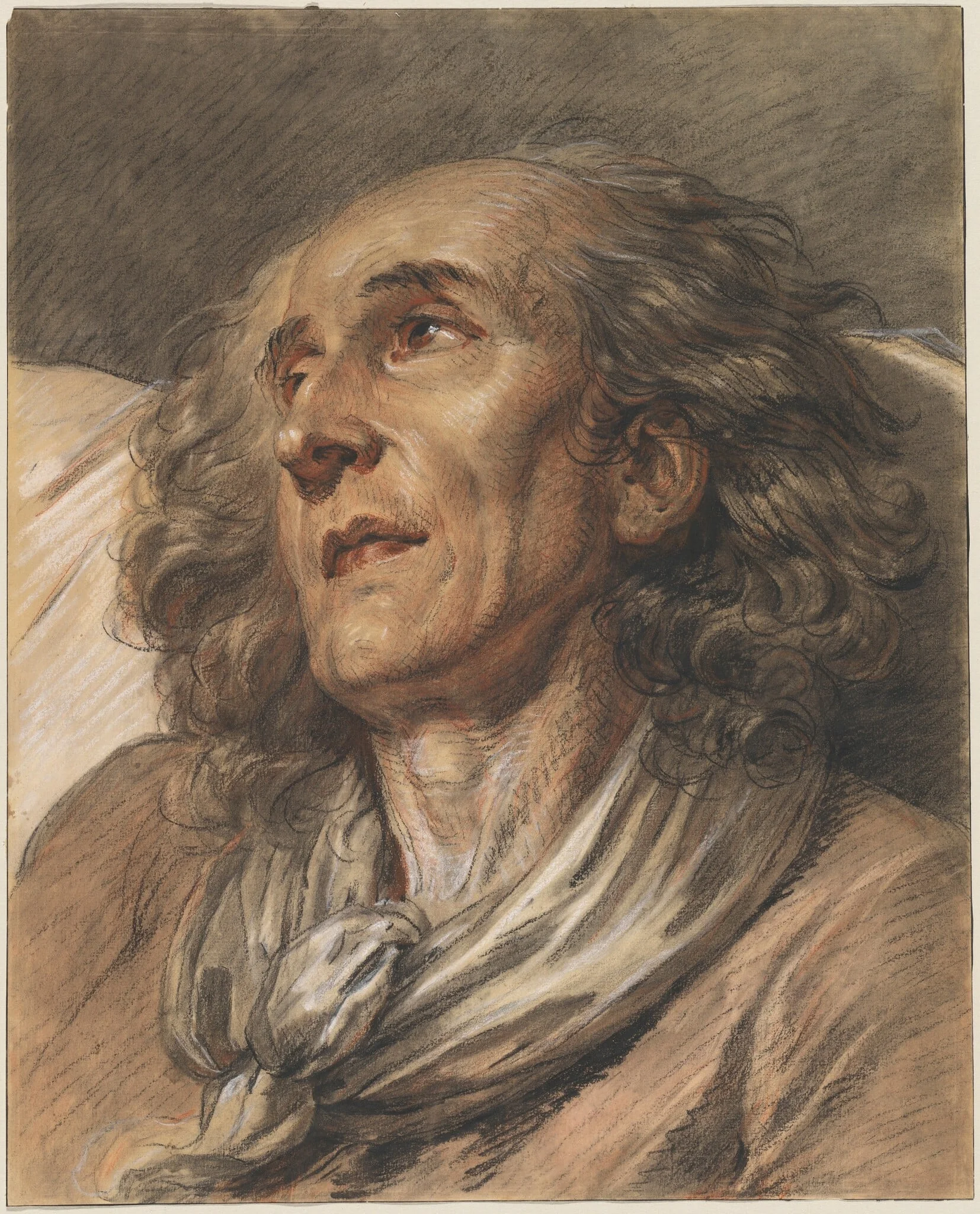 Bust of an Old Man, by Jean-Baptiste Greuze, chalk, 1763