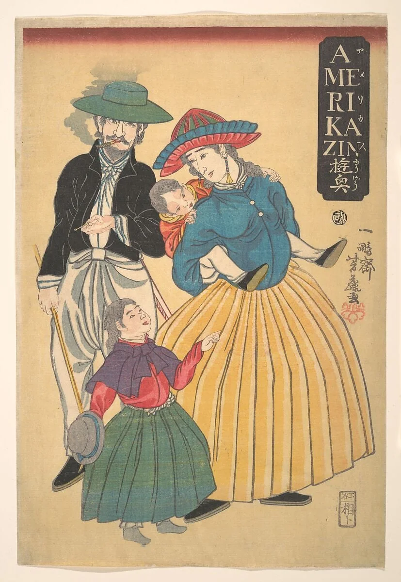 一鵬斎芳藤画　「AMERIKAZIN （アメリカ人）遊興」|Americans on an Outing (Amerikajin yūgyō)