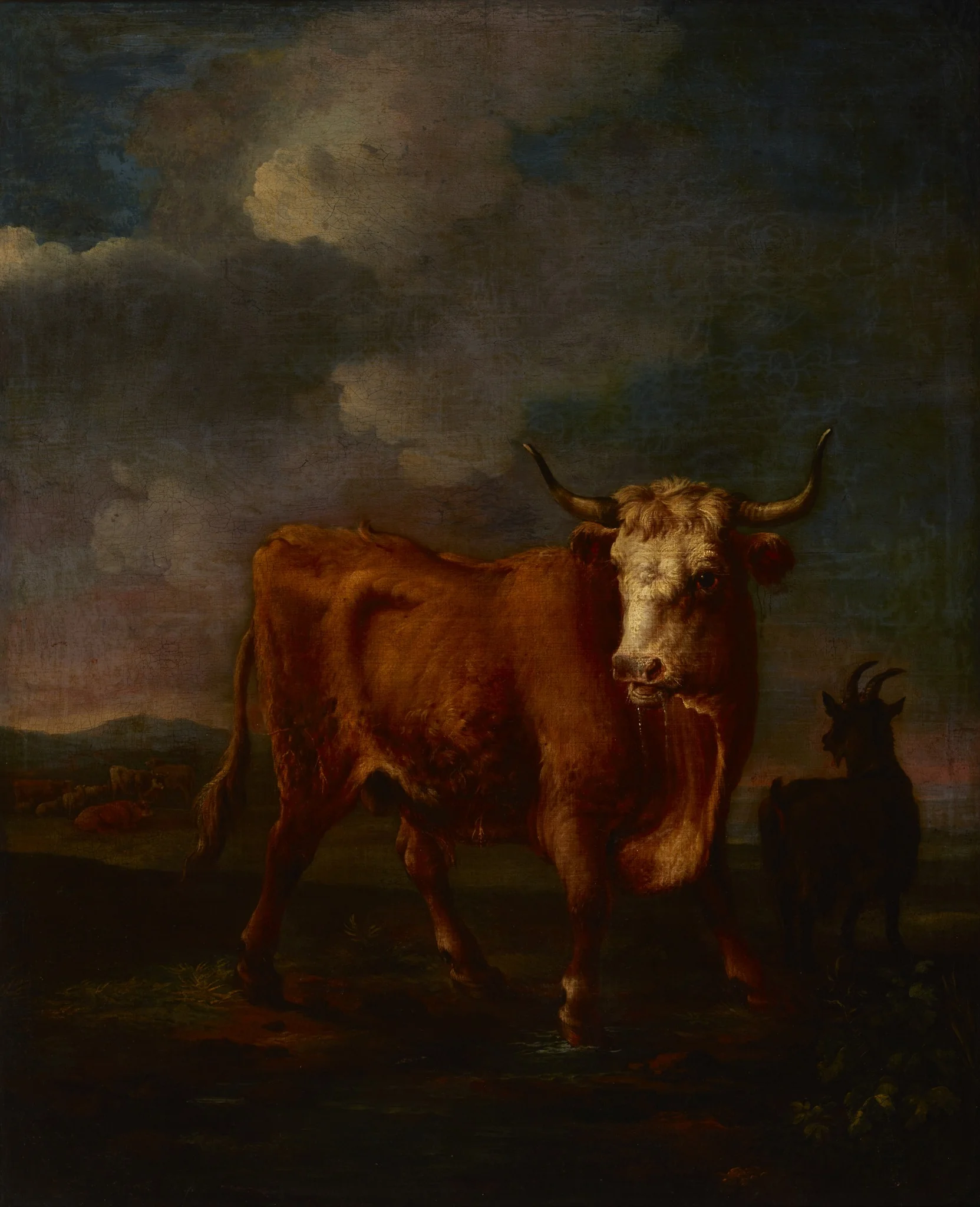 Landscape with a Bull, by Unknown, oil, 1650