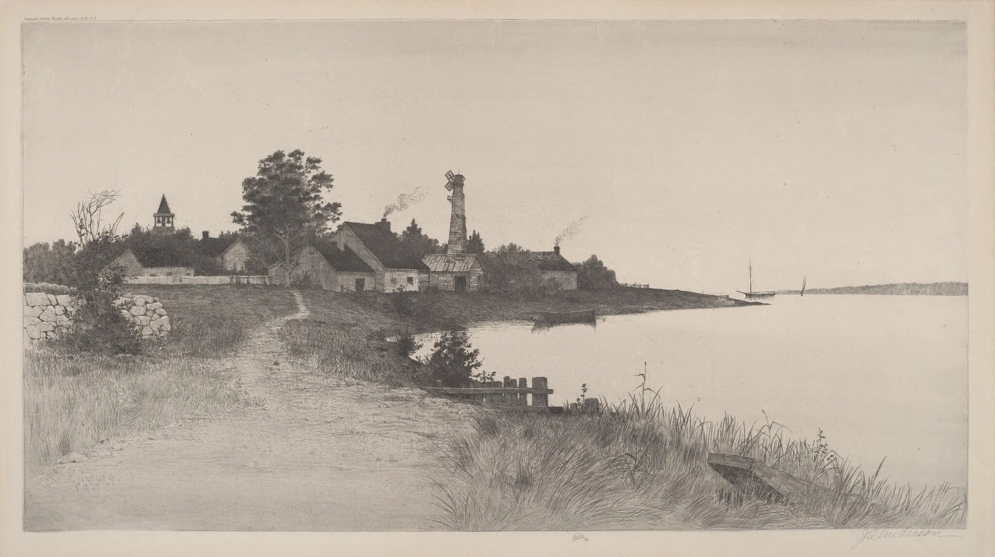 Untitled (Coastal Scene), by John O. Anderson, ink, 1891