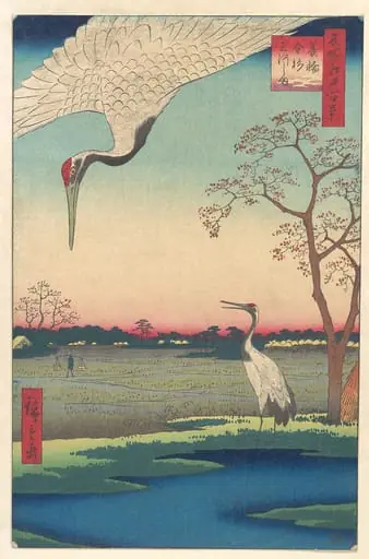 「名所江戸百景　蓑輪　金杉　三河しま」|“Minowa, Kanasugi at Mikawashima,” from the series One Hundred Famous Views of Edo (Meisho Edo hyakkei, Minowa Kanasugi, Mikawashima)