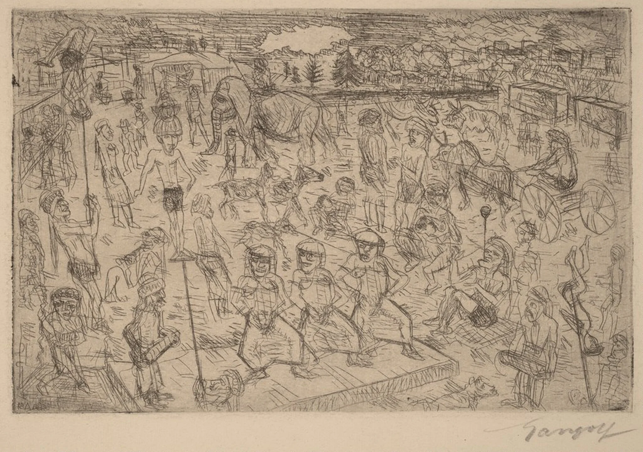 Hindu Village (Das Hindudorf), by Paul Gangolf, ink, 1925