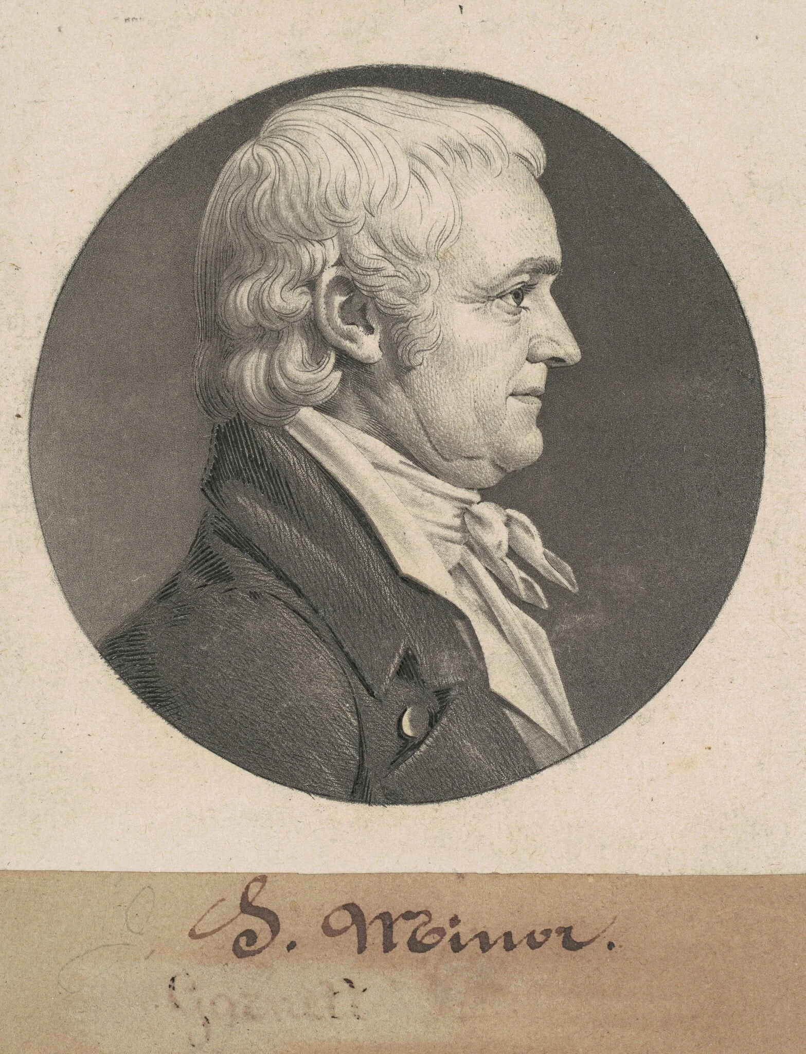 John Minor III, by Charles Balthazar Julien Févret de Saint-Mémin, ink, 1808
