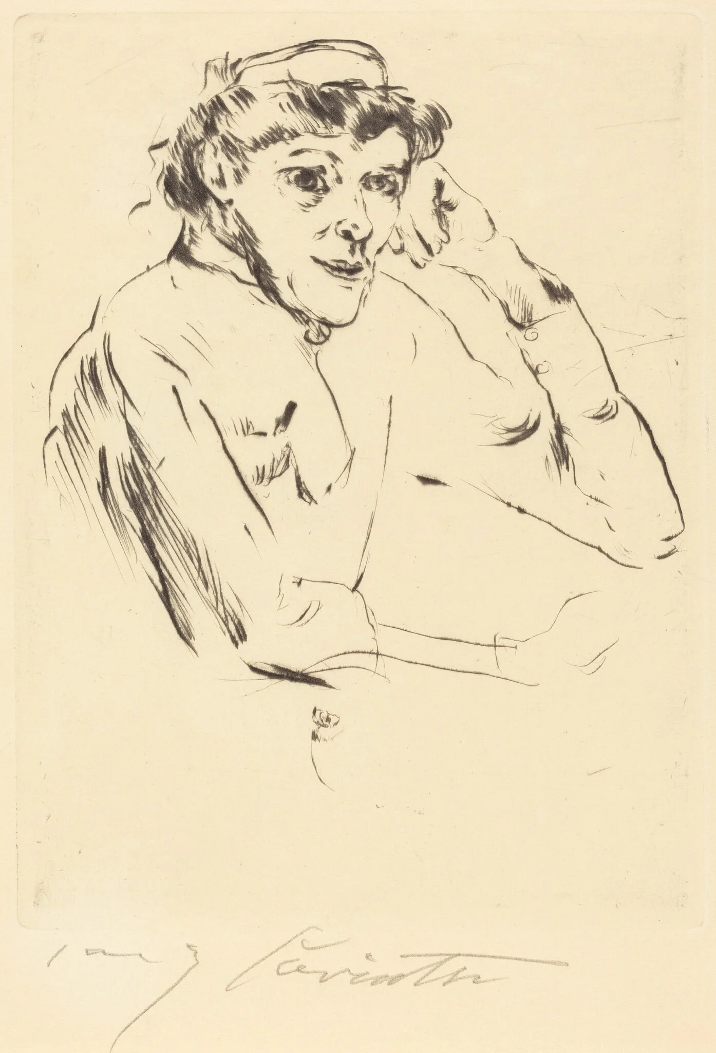Pflegerin (Nurse), by Lovis Corinth, ink, 1914