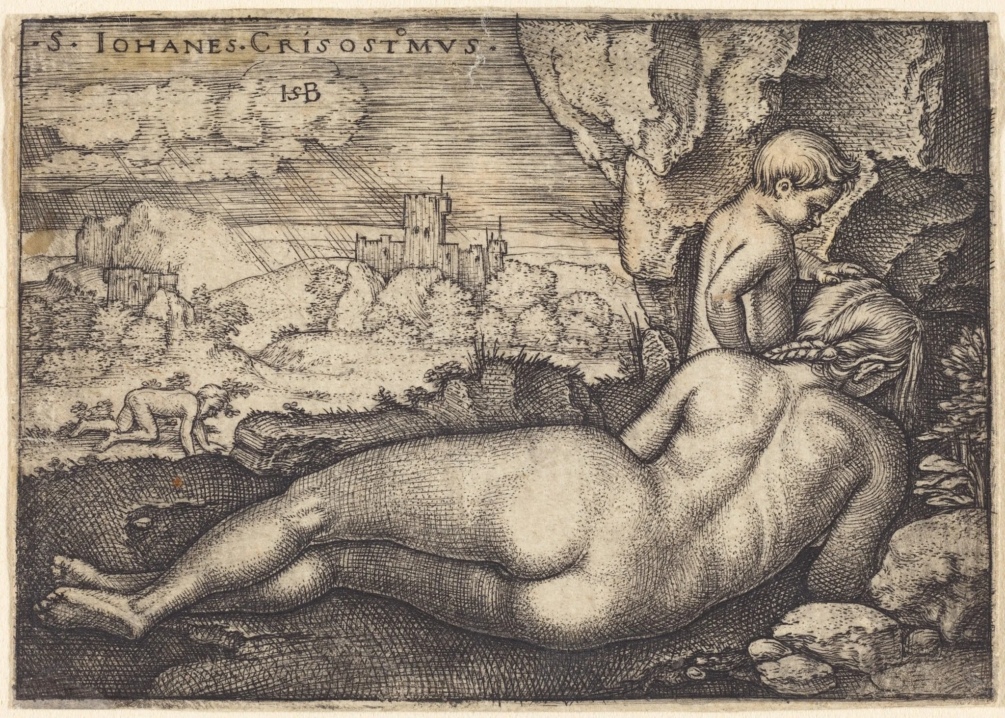 The Penance of Saint John Chrysostom, by Sebald Beham, ink, 1538