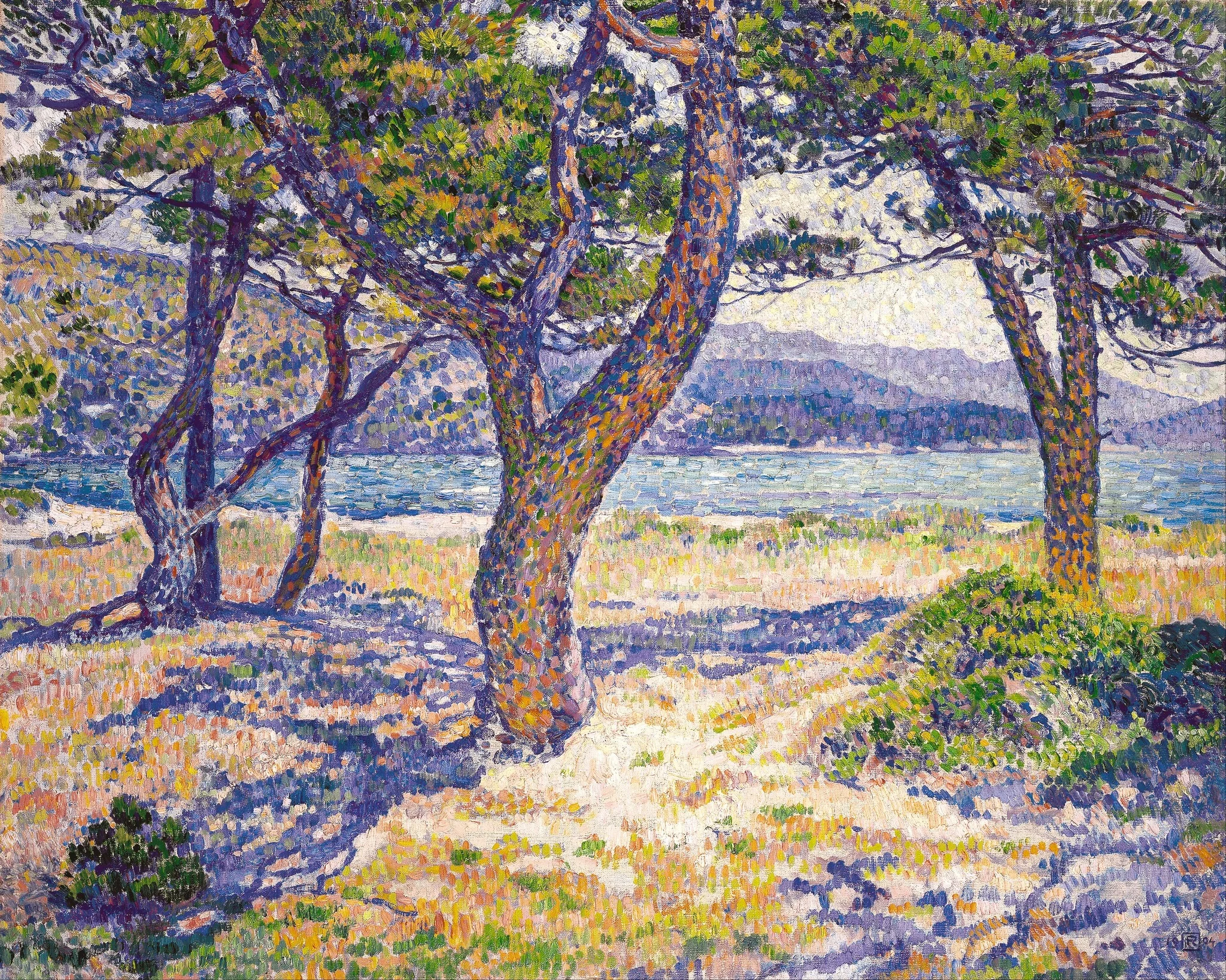 The Mediterranean at Le Lavandou, by Théo van Rysselberghe, oil, 1904