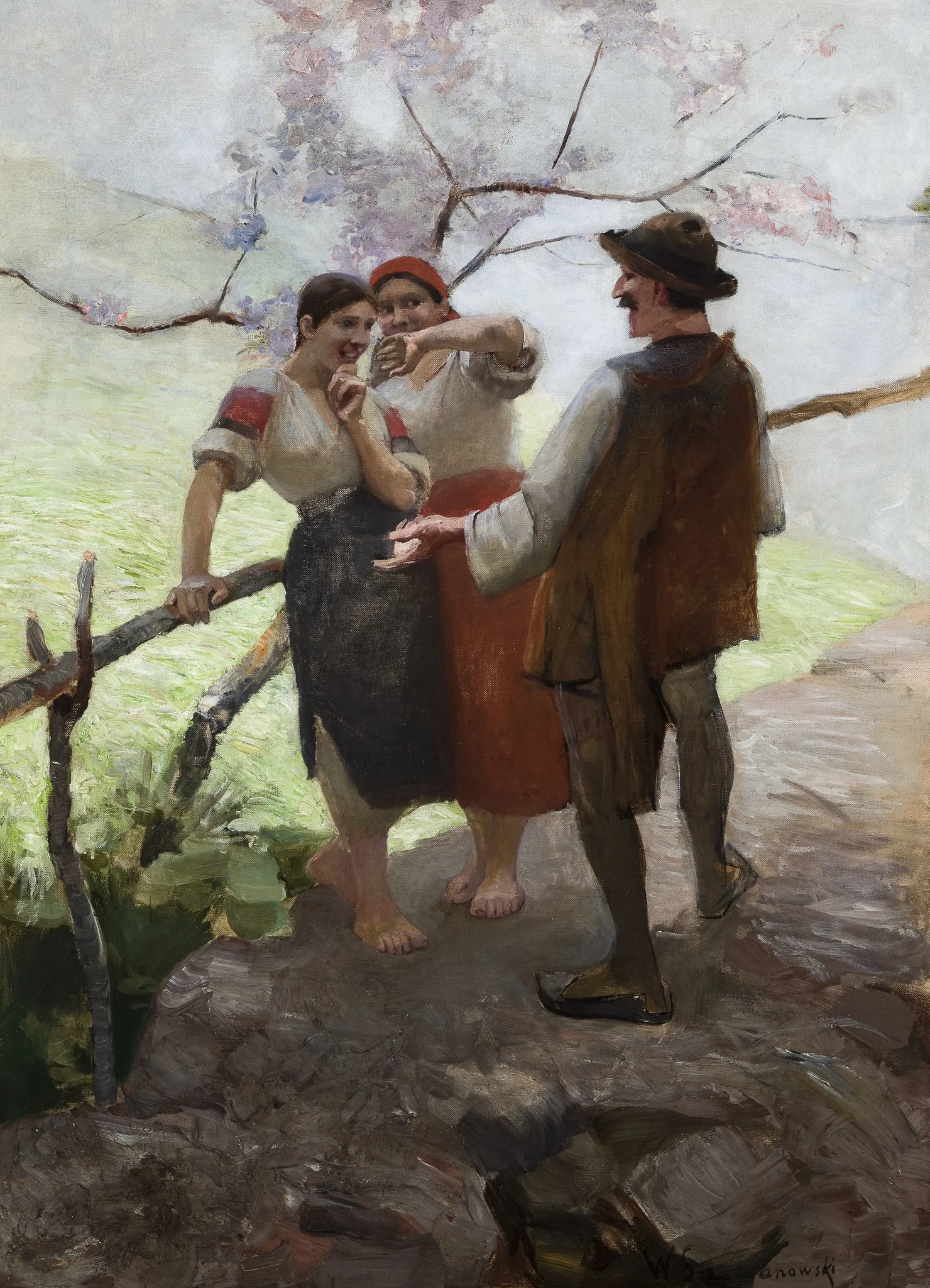 Hutsuls in Conversation, by Wacław Szymanowski, oil, 1894