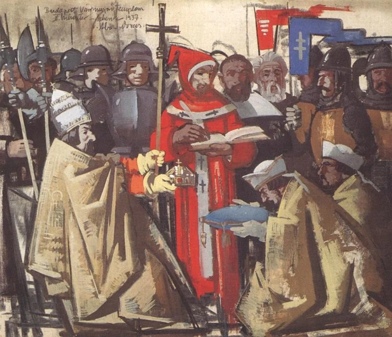 Pope Sylvester II and Abbot Asztrik, by Vilmos Aba-Novák, tempera, 1938