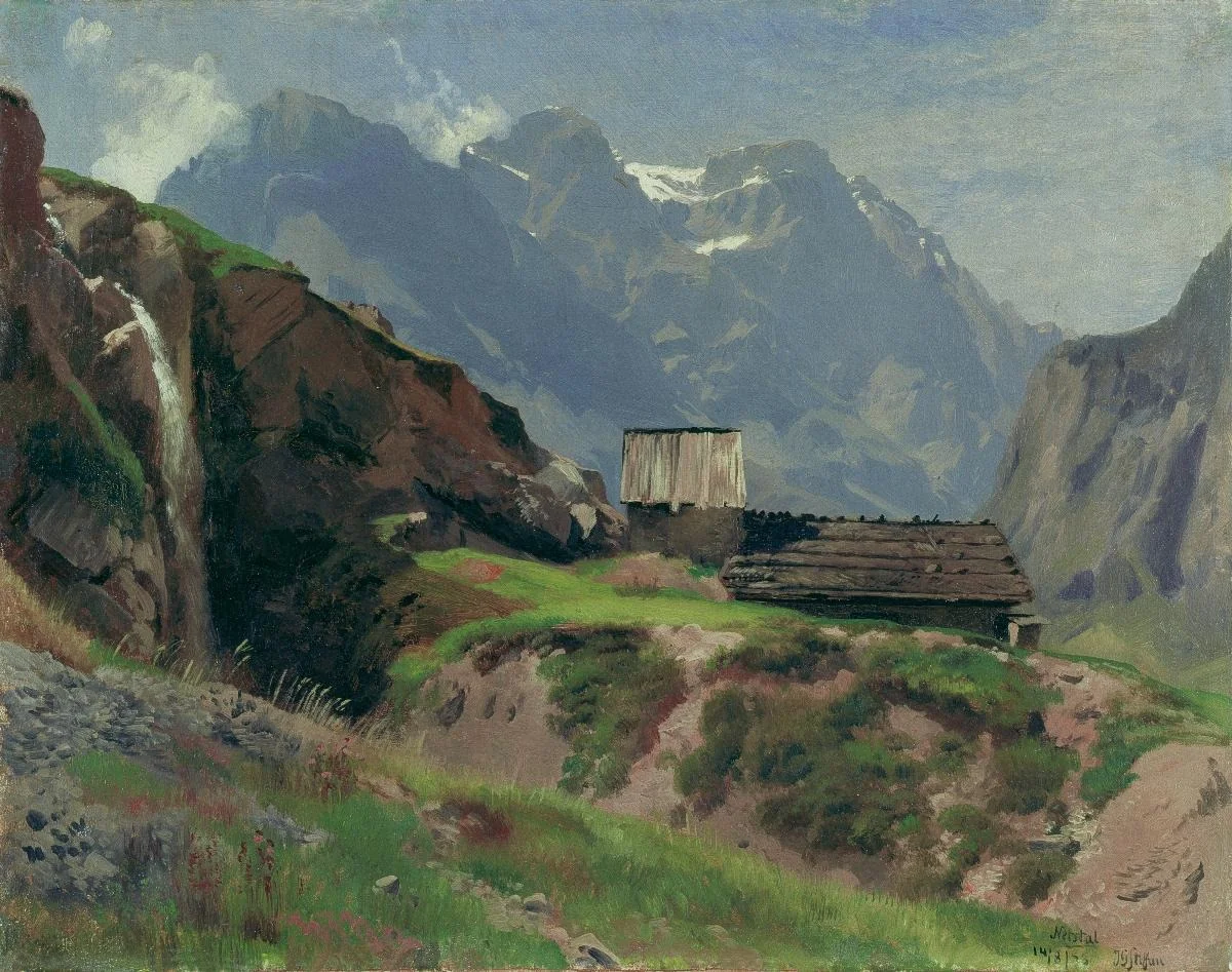 Bei Netstal. Blick auf den Glärnisch, by Johann Gottfried Steffan, oil, 1873