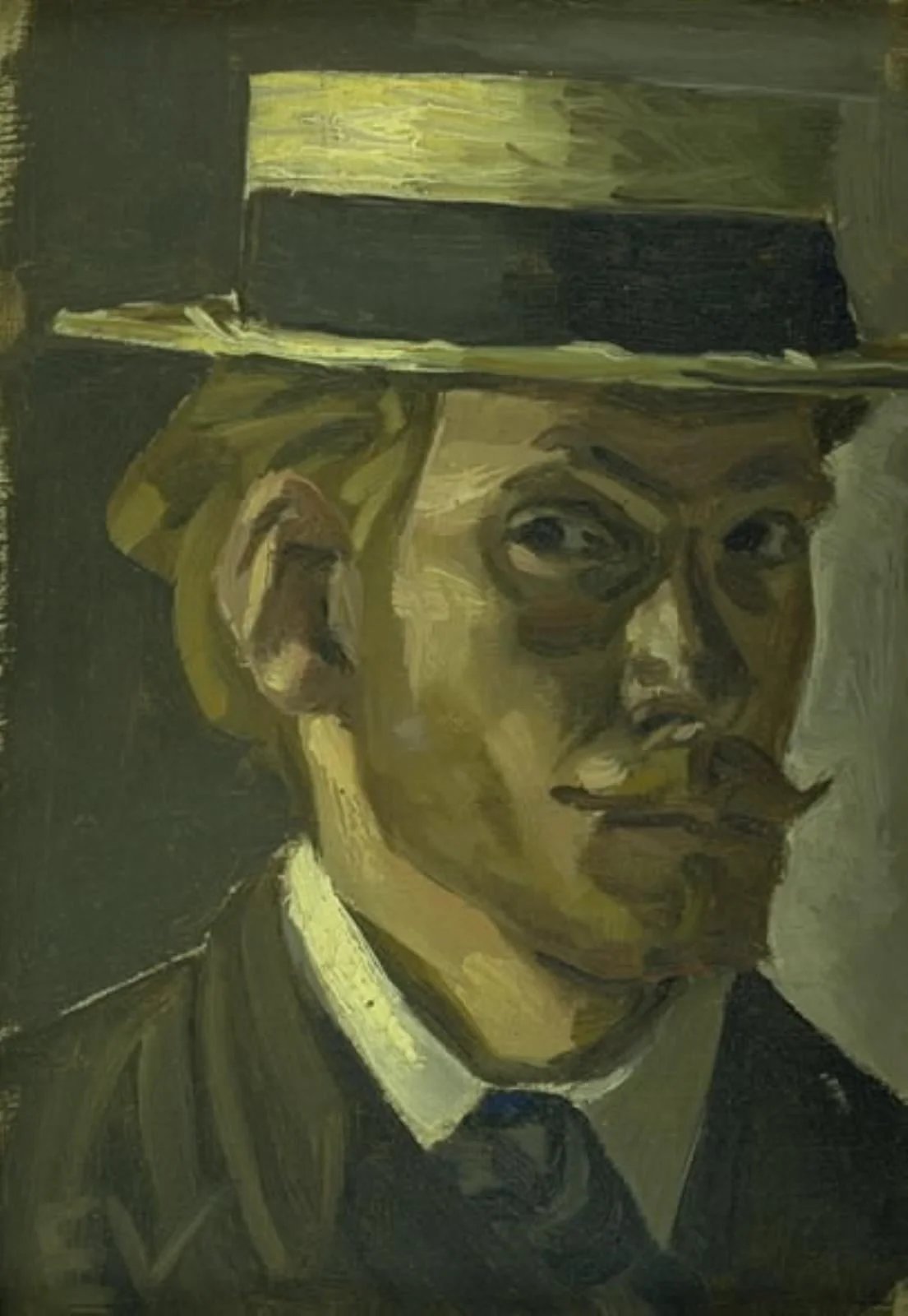 Self-Portrait with a Straw Hat, by Unknown, unspecified, 1907