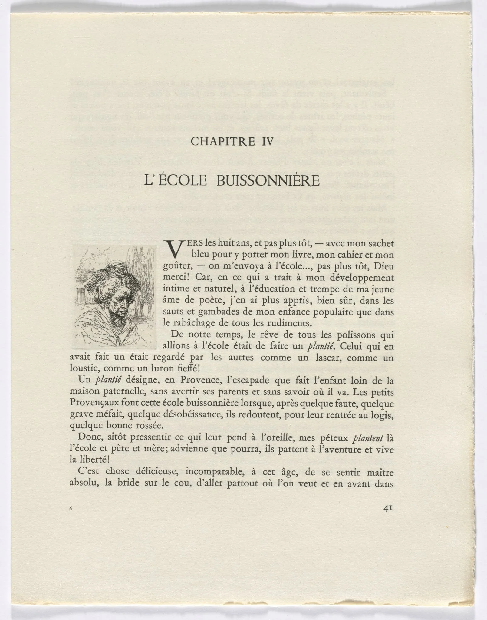 Frédéric Mistral: Mémoires et Recits by Frédéric Mistral: bust of a woman (page 41) DUPLICATE, by Auguste Brouet, 1937