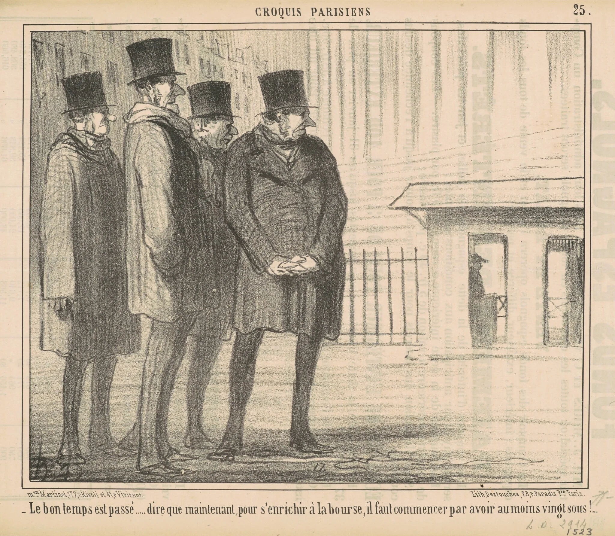 Le bon temps est passé ..., by Honoré Daumier, ink, 1857
