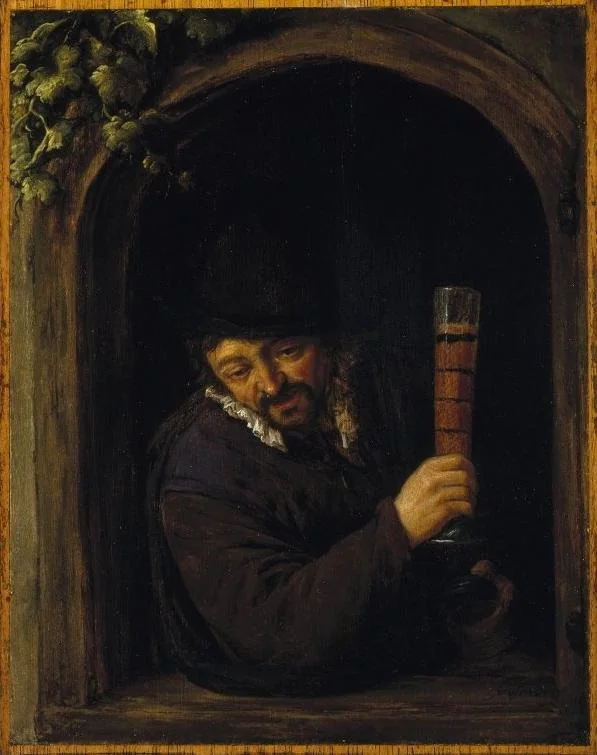 Peasant at a Window, by Adriaen van Ostade, oil, 1660
