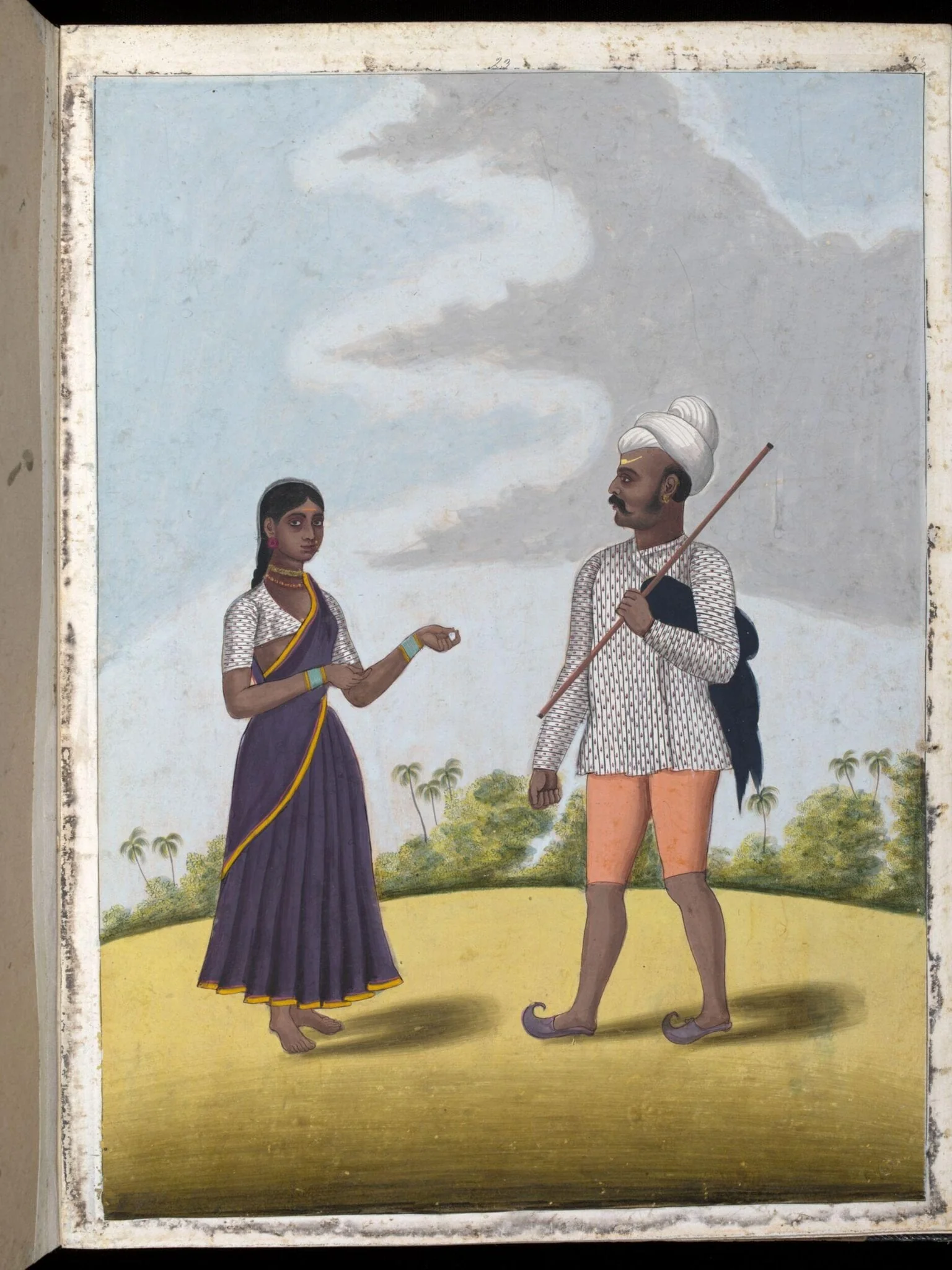 A Maratha Tappar man and wife, by Unknown, paint, 1805