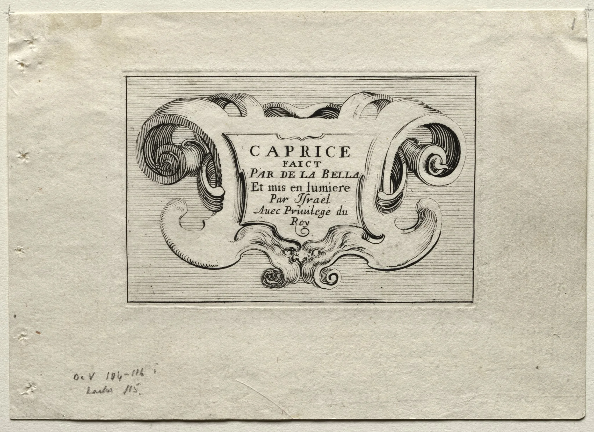 Caprices:  Title Page, by Stefano Della Bella, 1642