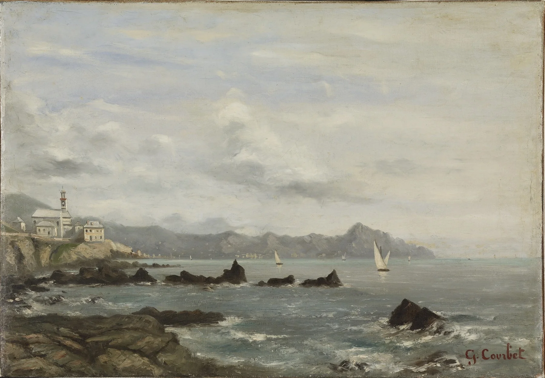 View of Lake Geneva, by Gustave Courbet, oil, 1891
