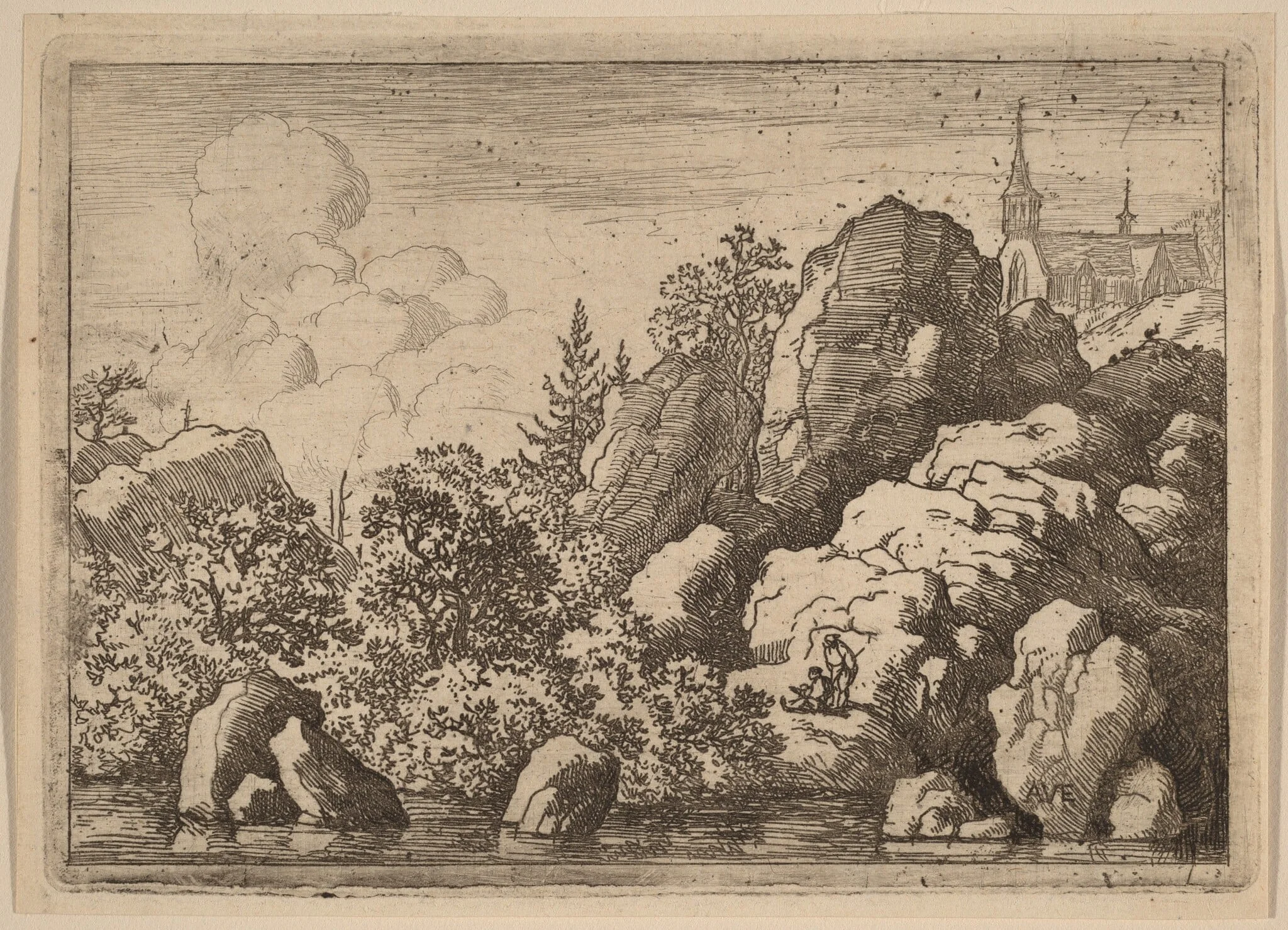 Church on a Hill, by Allart van Everdingen, ink, 1650