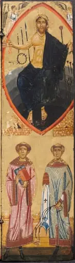 Christ in a Mandorla, with the instruments of the Passion, with St. Stephen and St. Lawrence below