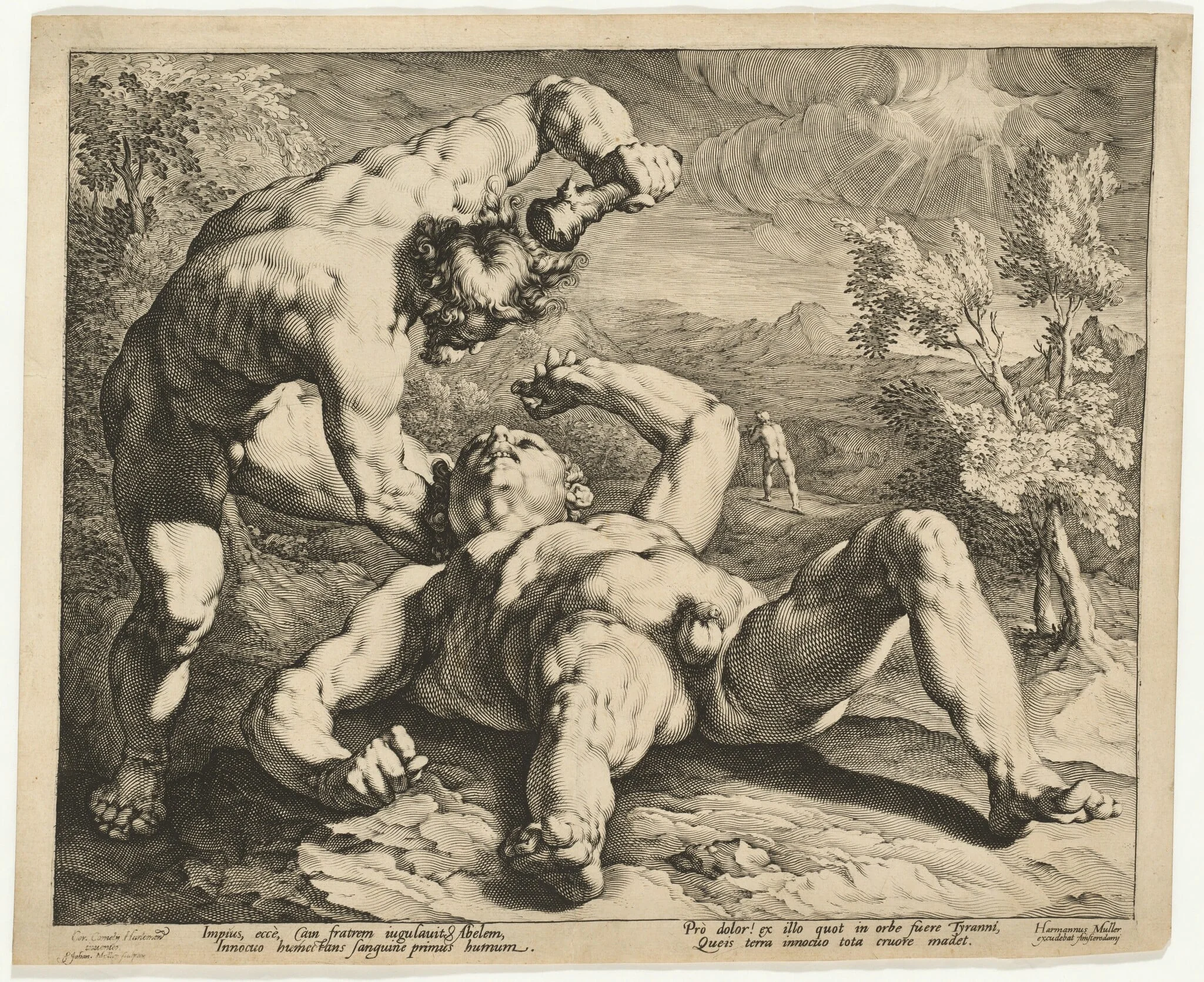 Cain Killing Abel, by Jan Muller, ink, 1589