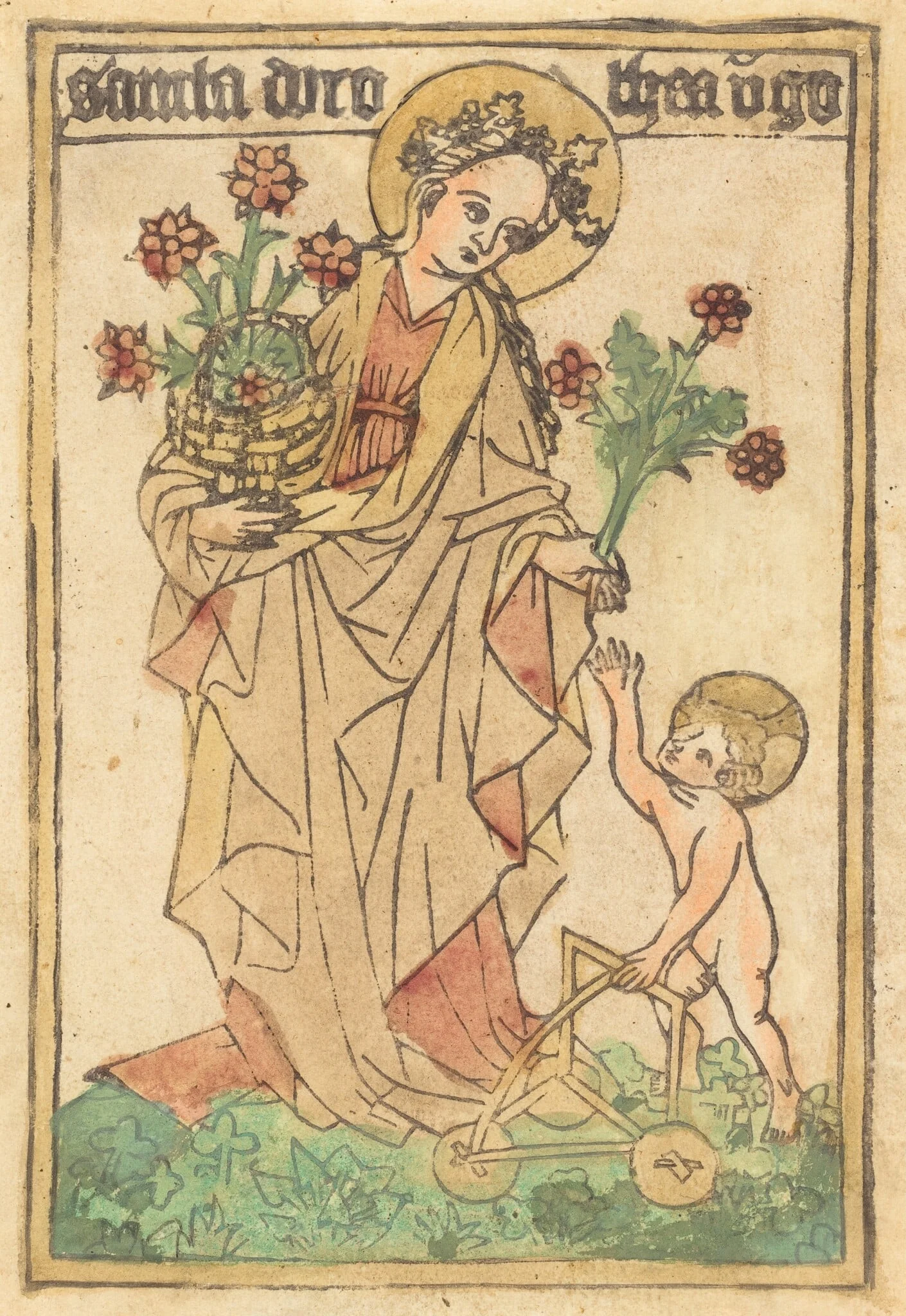 Saint Dorothy, by German 15th Century, ink, 1450