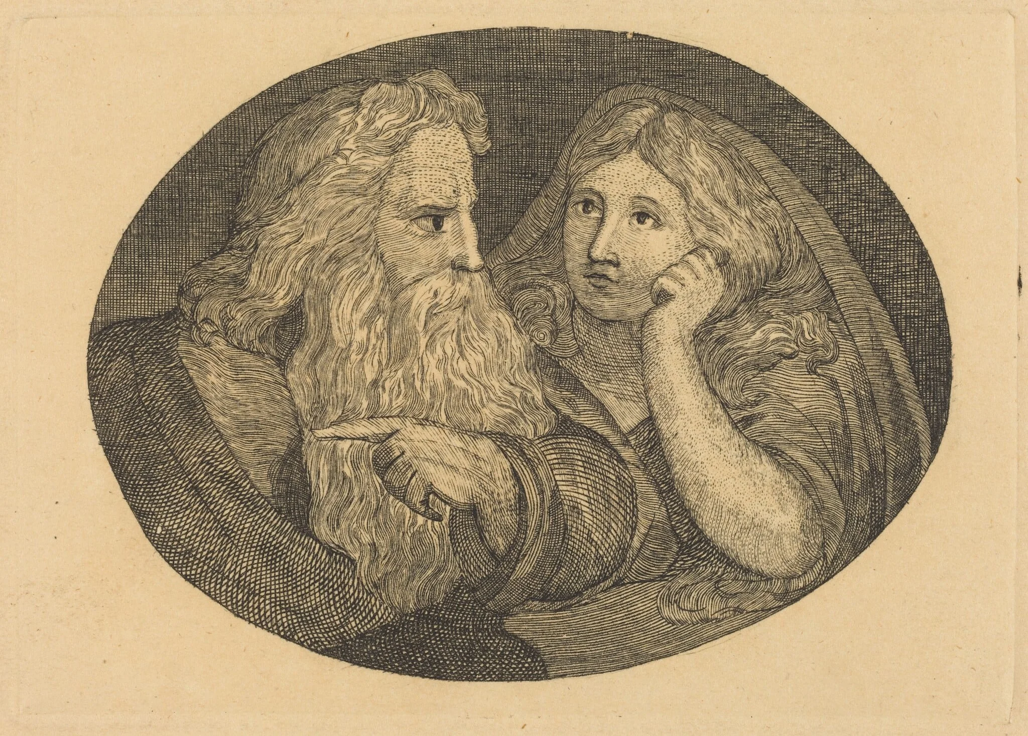 Lear and Cordelia, by Butts, Jr., Thomas, ink, 1807