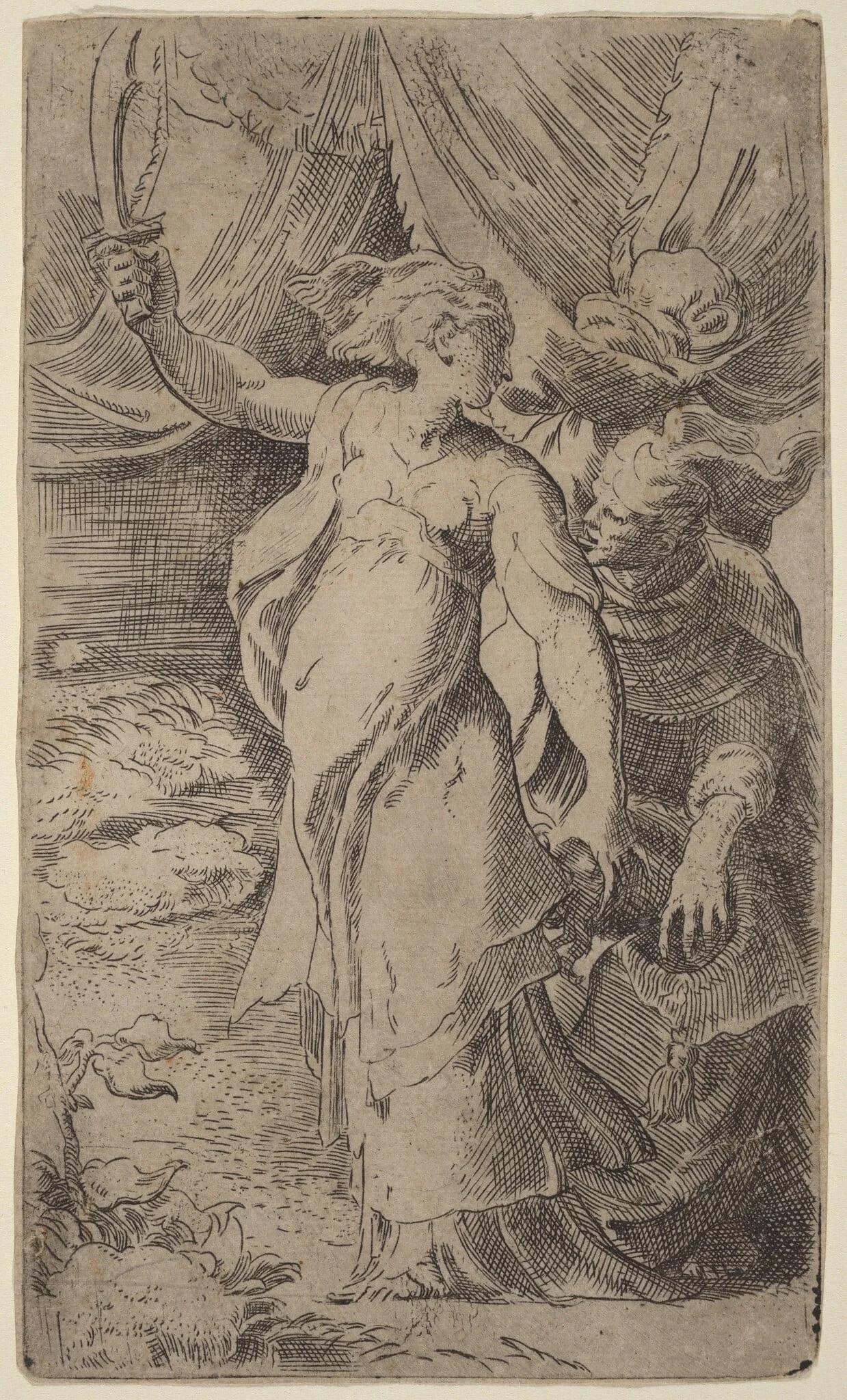 Judith, by Parmigianino, ink, 1522